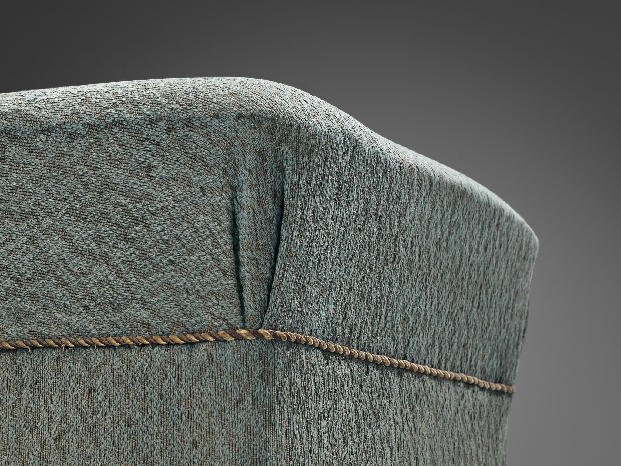 Mid-20th Century Jindrich Halabala Square Stool in Light Blue Upholstery For Sale