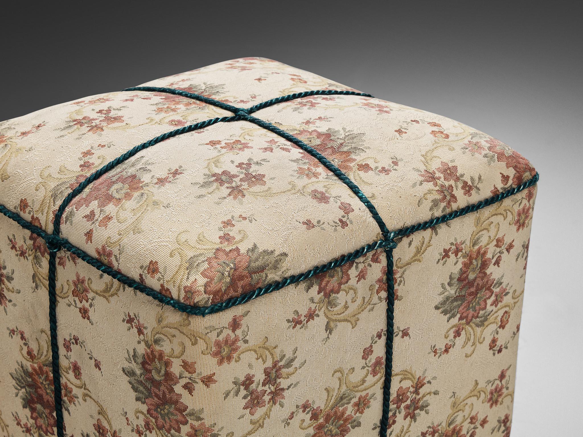 Czech Jindrich Halabala Stool in Decorative Floral Upholstery