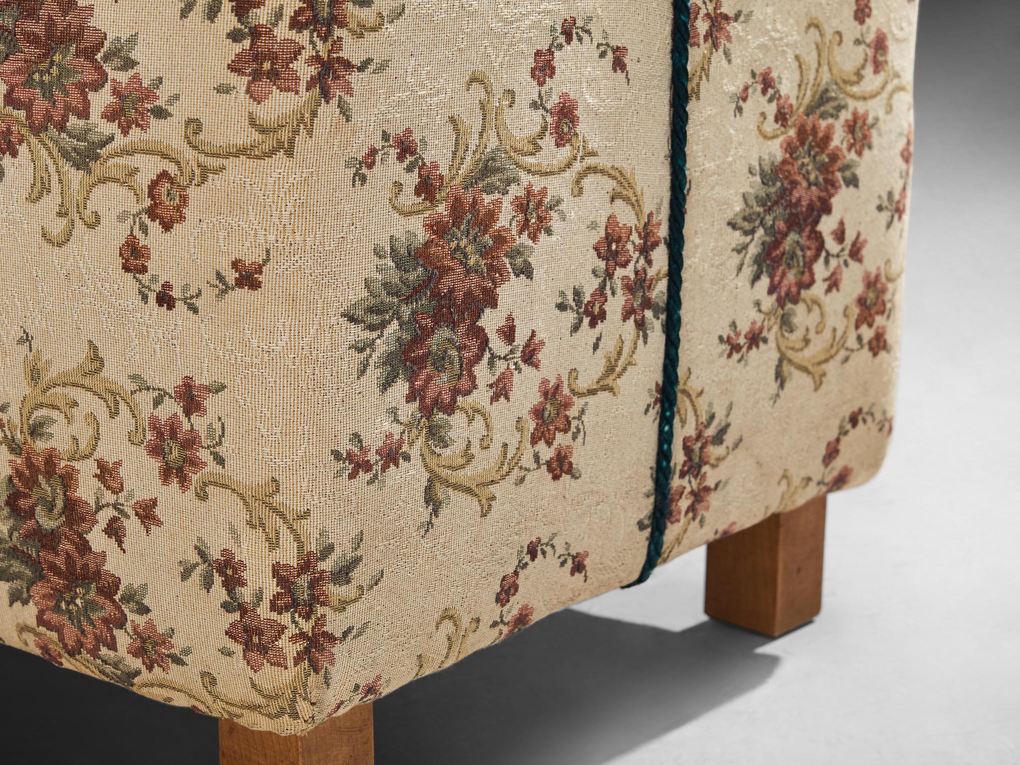 Fabric Jindrich Halabala Stool in Decorative Floral Upholstery