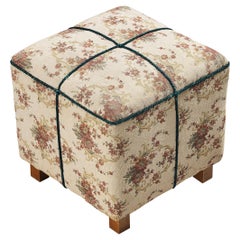 Jindrich Halabala Stool in Decorative Floral Upholstery