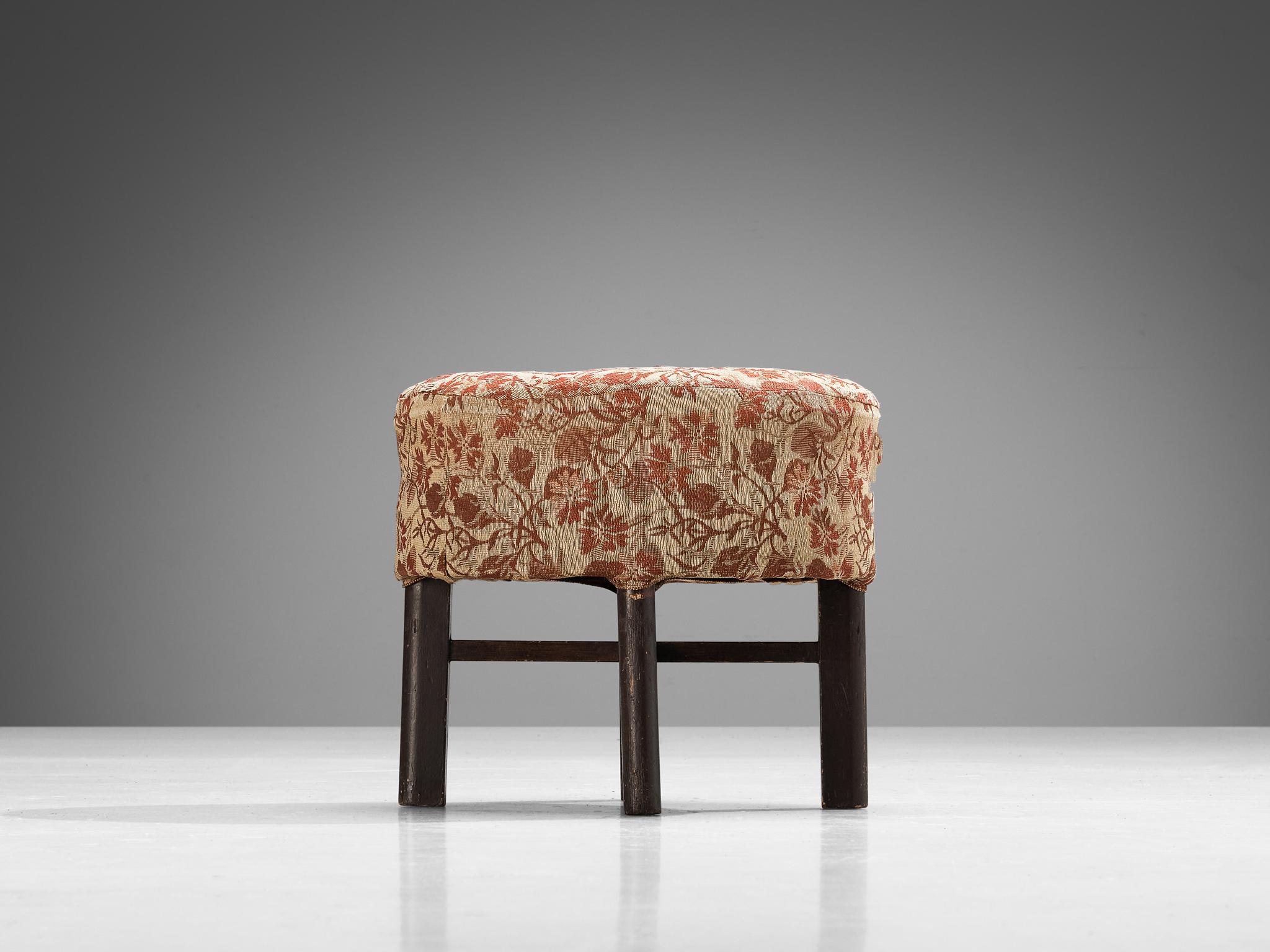 Art Deco Jindrich Halabala Stool in Decorative Upholstery  For Sale