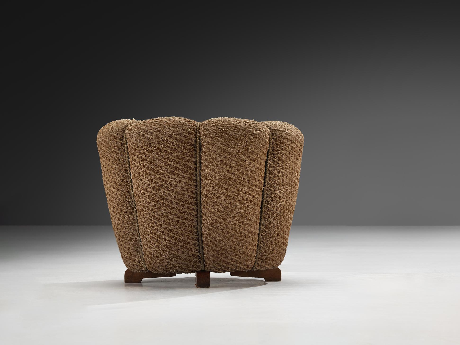 Art Deco Jindrich Halabala Stool in Decorative Upholstery For Sale