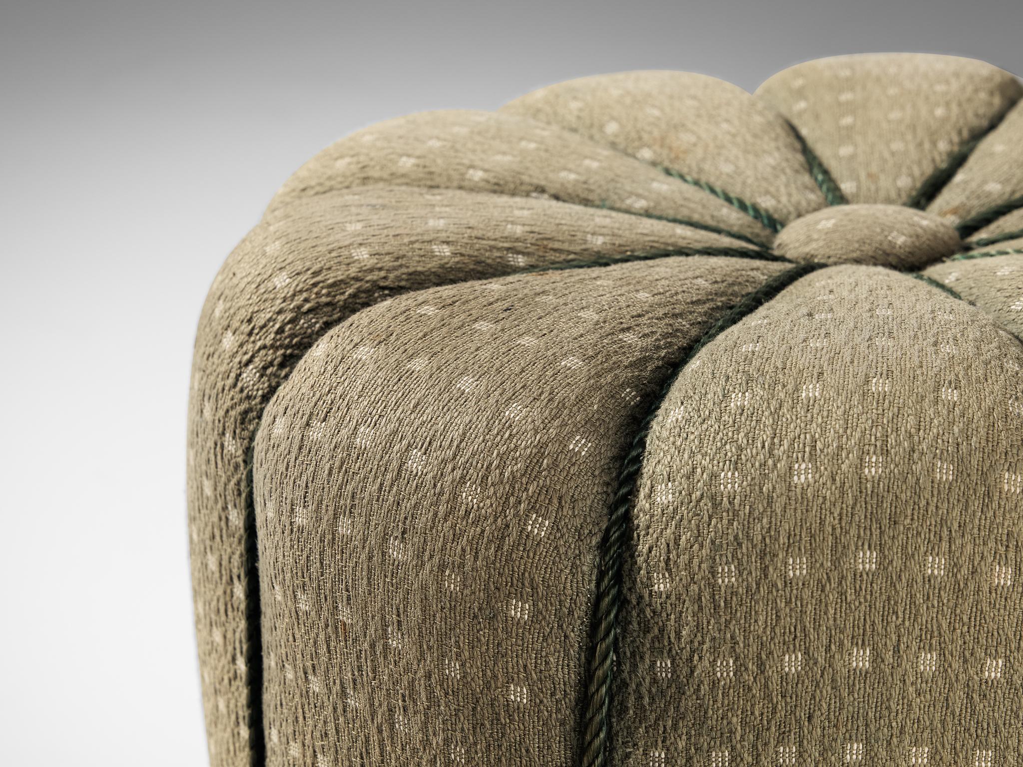 Czech Jindrich Halabala Stool in Decorative Upholstery