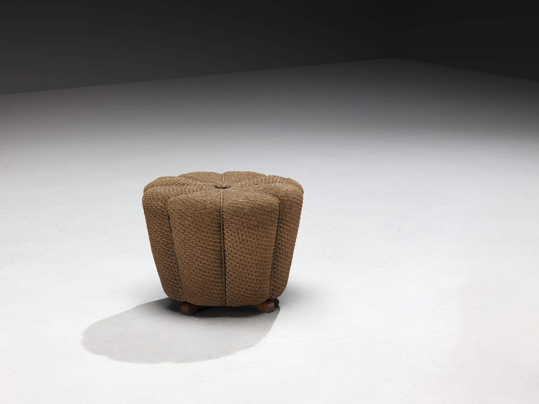 Czech Jindrich Halabala Stool in Decorative Upholstery For Sale