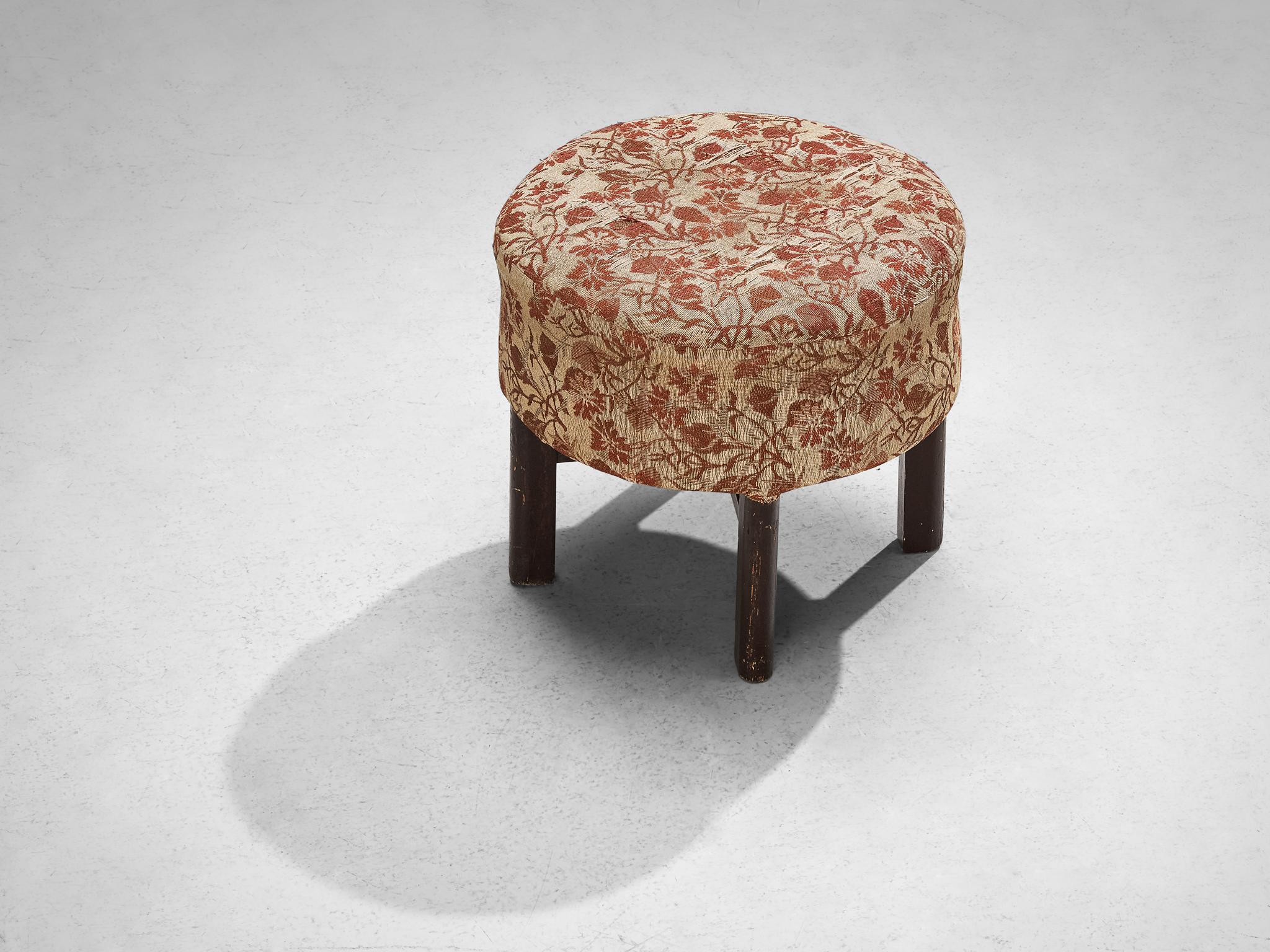 Jindrich Halabala Stool in Decorative Upholstery  In Good Condition For Sale In Waalwijk, NL
