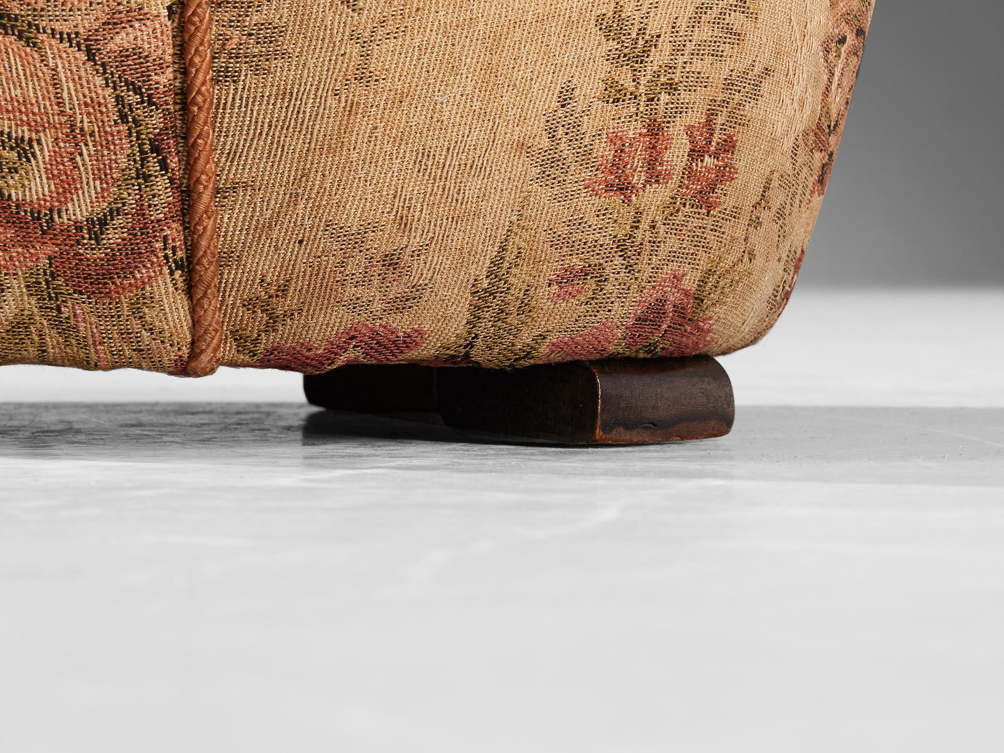 Mid-20th Century Jindrich Halabala Stool in Decorative Upholstery For Sale