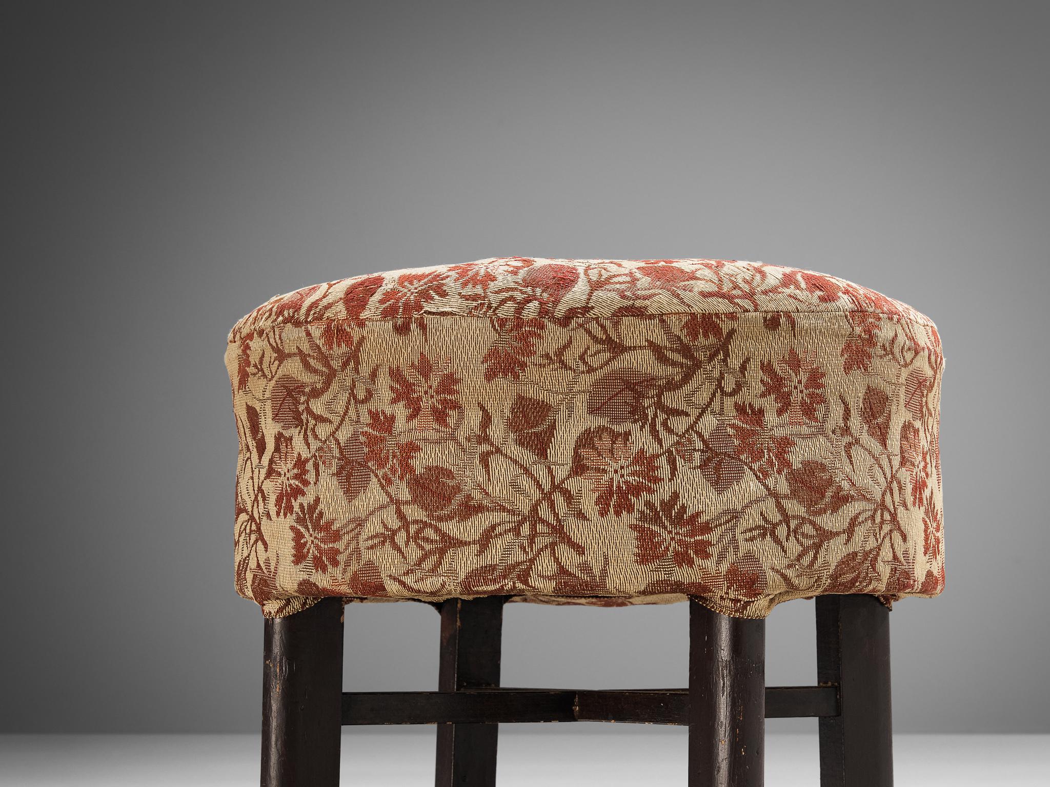 Mid-20th Century Jindrich Halabala Stool in Decorative Upholstery  For Sale