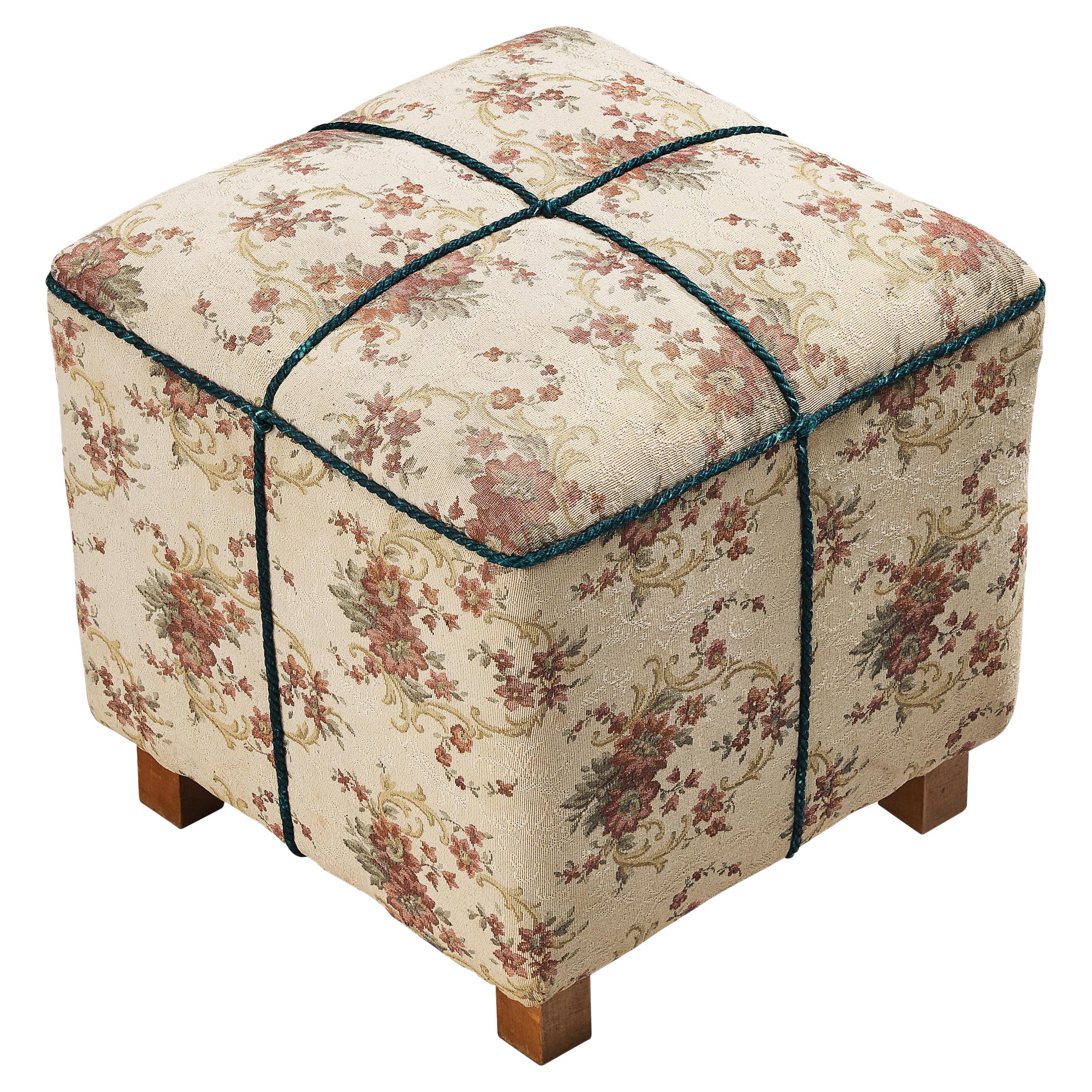 Jindrich Halabala Stool in Decorative Upholstery