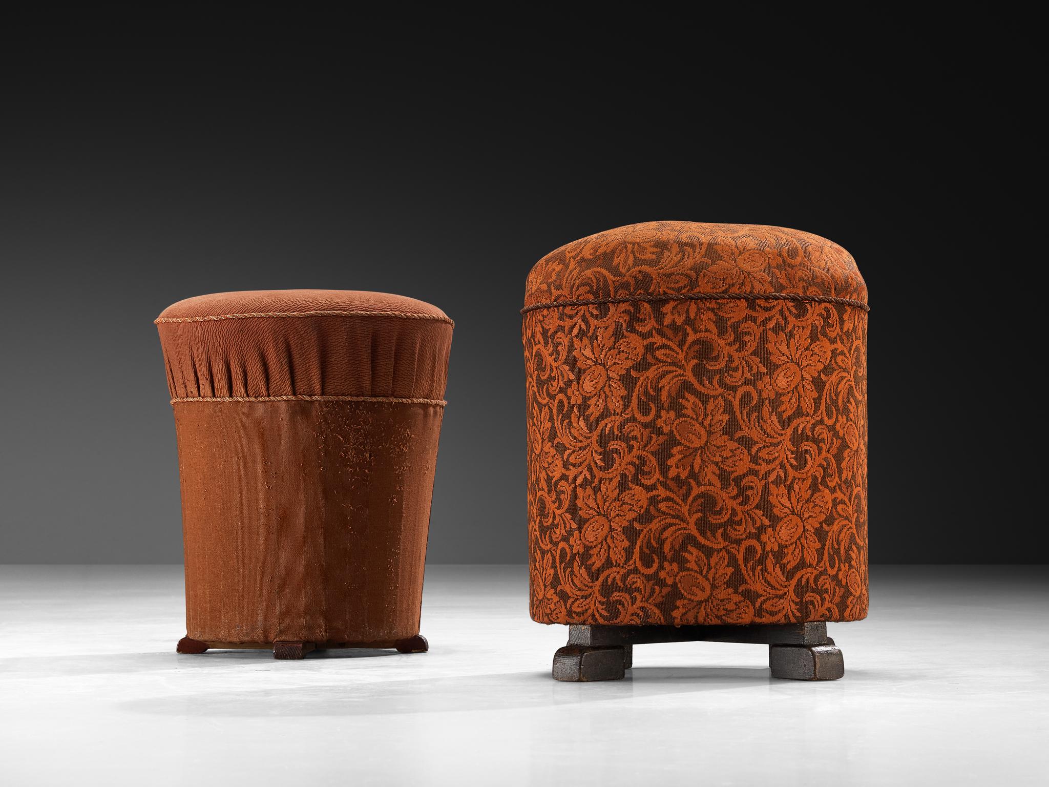 Art Deco Jindrich Halabala Stools in Decorative Patterned Upholstery