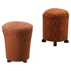 Jindrich Halabala Stools in Decorative Patterned Upholstery