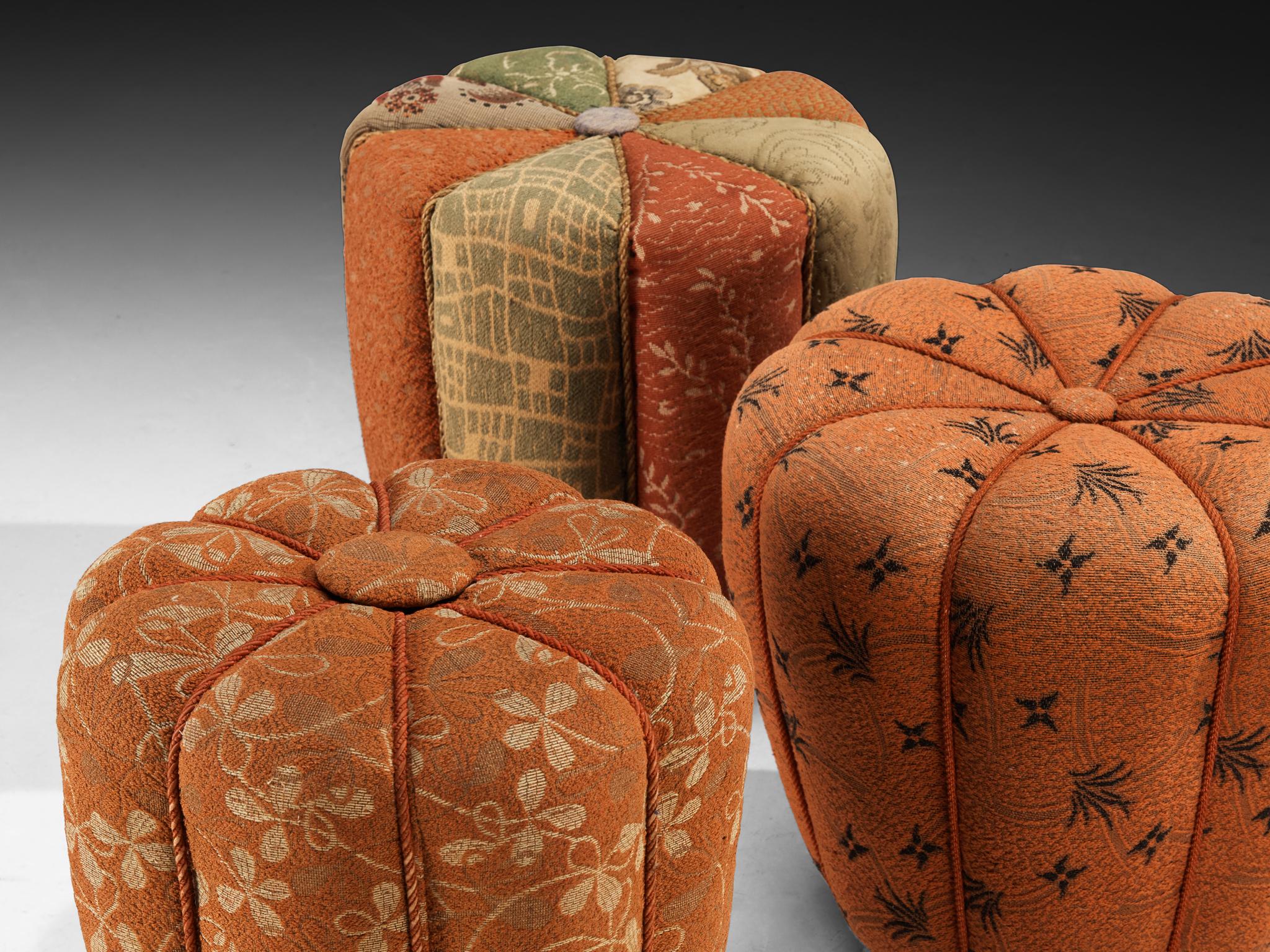 Art Deco Jindrich Halabala Stools in Decorative Upholstery