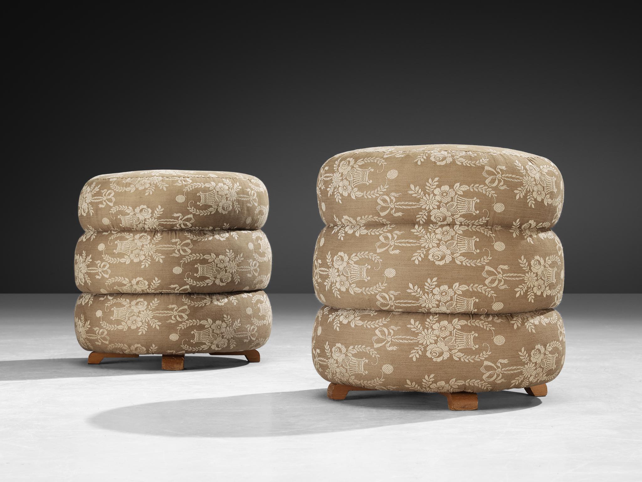 Art Deco Jindrich Halabala Stools in Decorative Upholstery For Sale