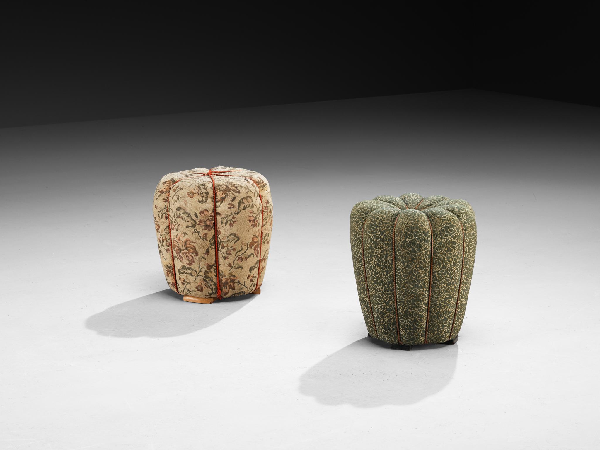 Art Deco Jindrich Halabala Stools in Decorative Upholstery For Sale
