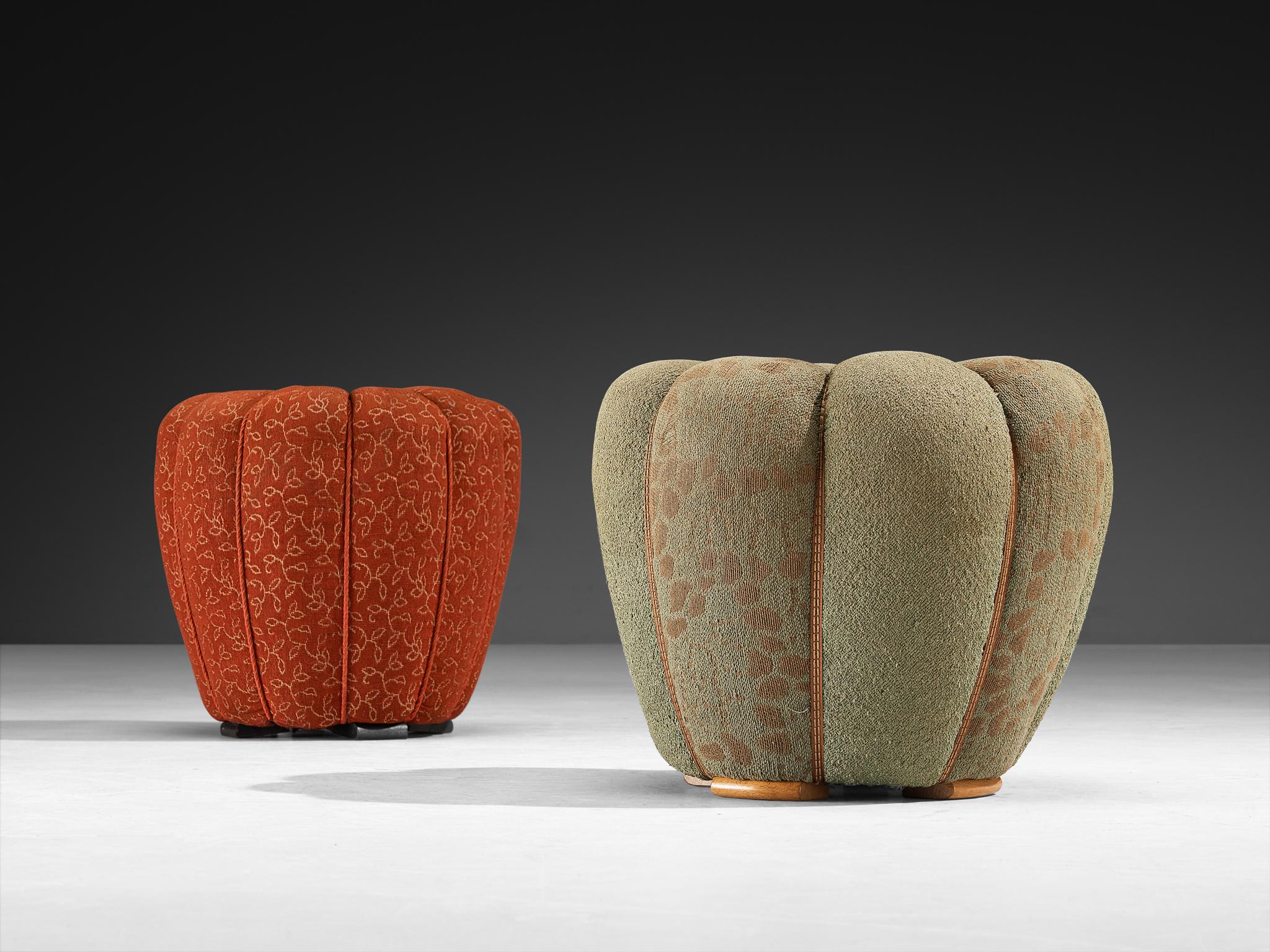 Art Deco Jindrich Halabala Stools in Decorative Upholstery For Sale