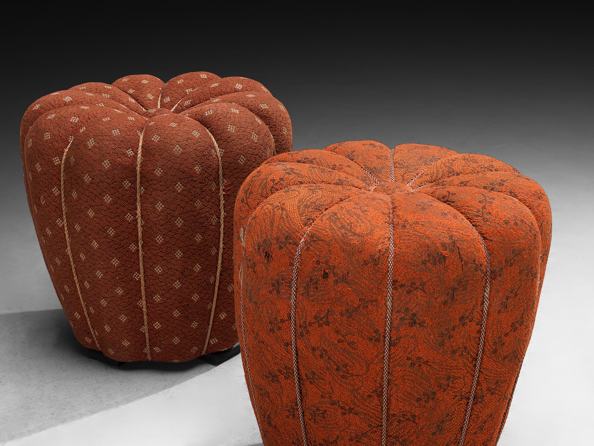 Jindrich Halabala Stools in Decorative Upholstery For Sale at 1stDibs