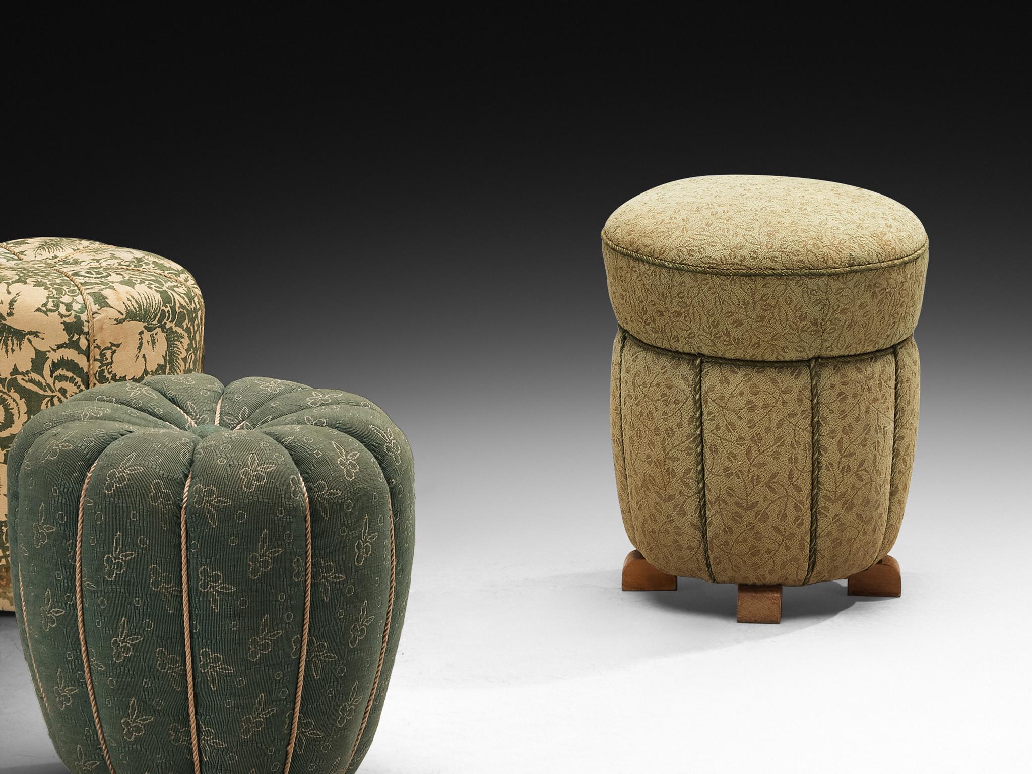Jindrich Halabala Stools in Decorative Upholstery For Sale at 1stDibs