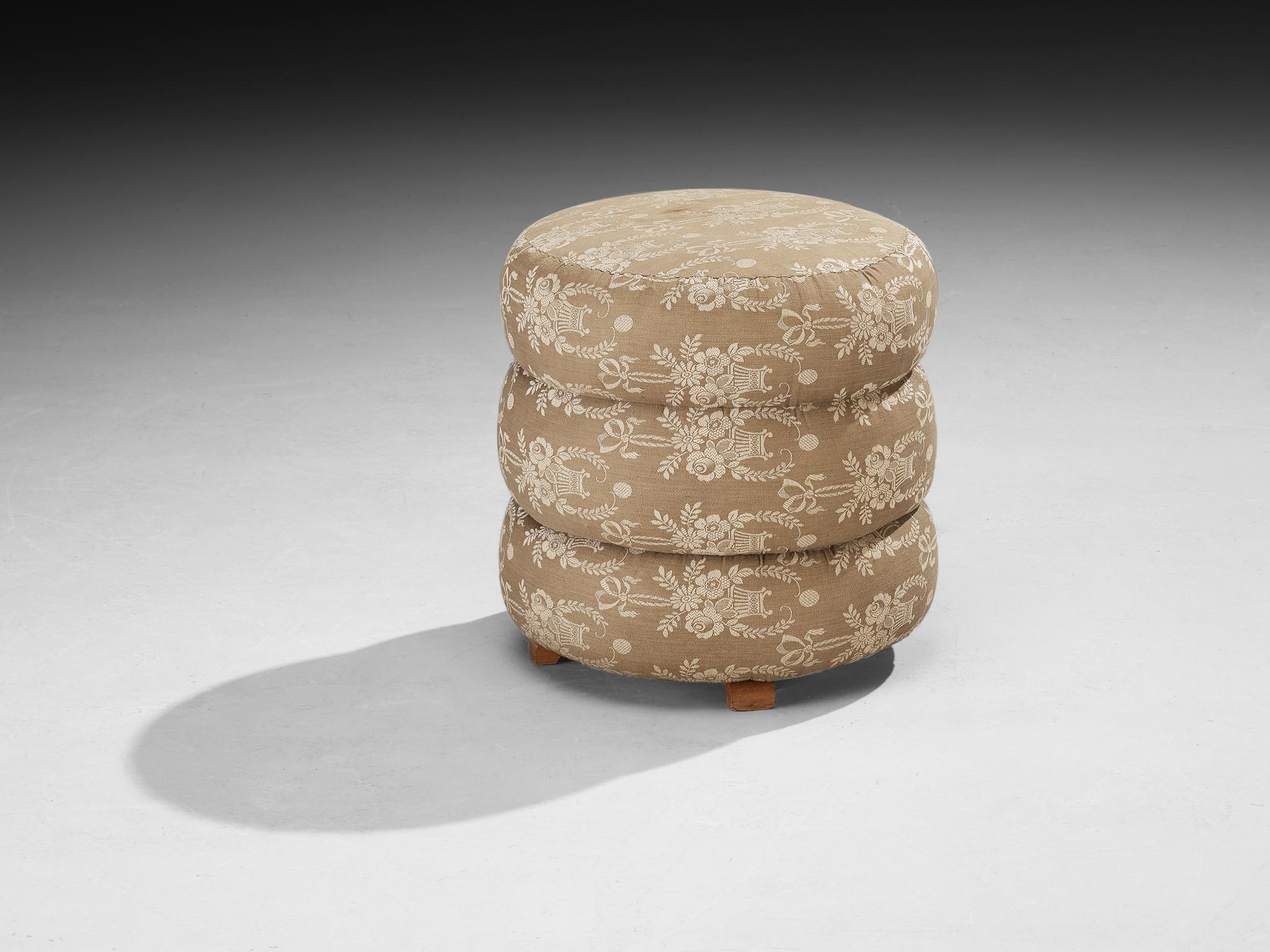 Czech Jindrich Halabala Stools in Decorative Upholstery For Sale