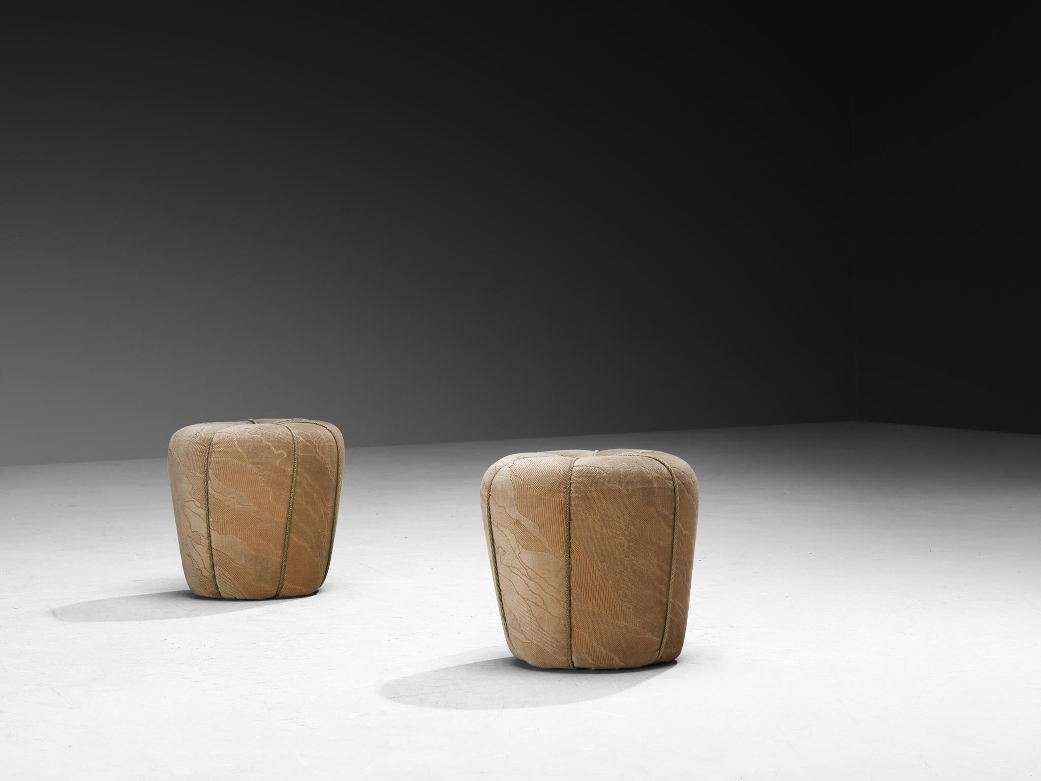 Czech Jindrich Halabala Stools in Decorative Upholstery For Sale