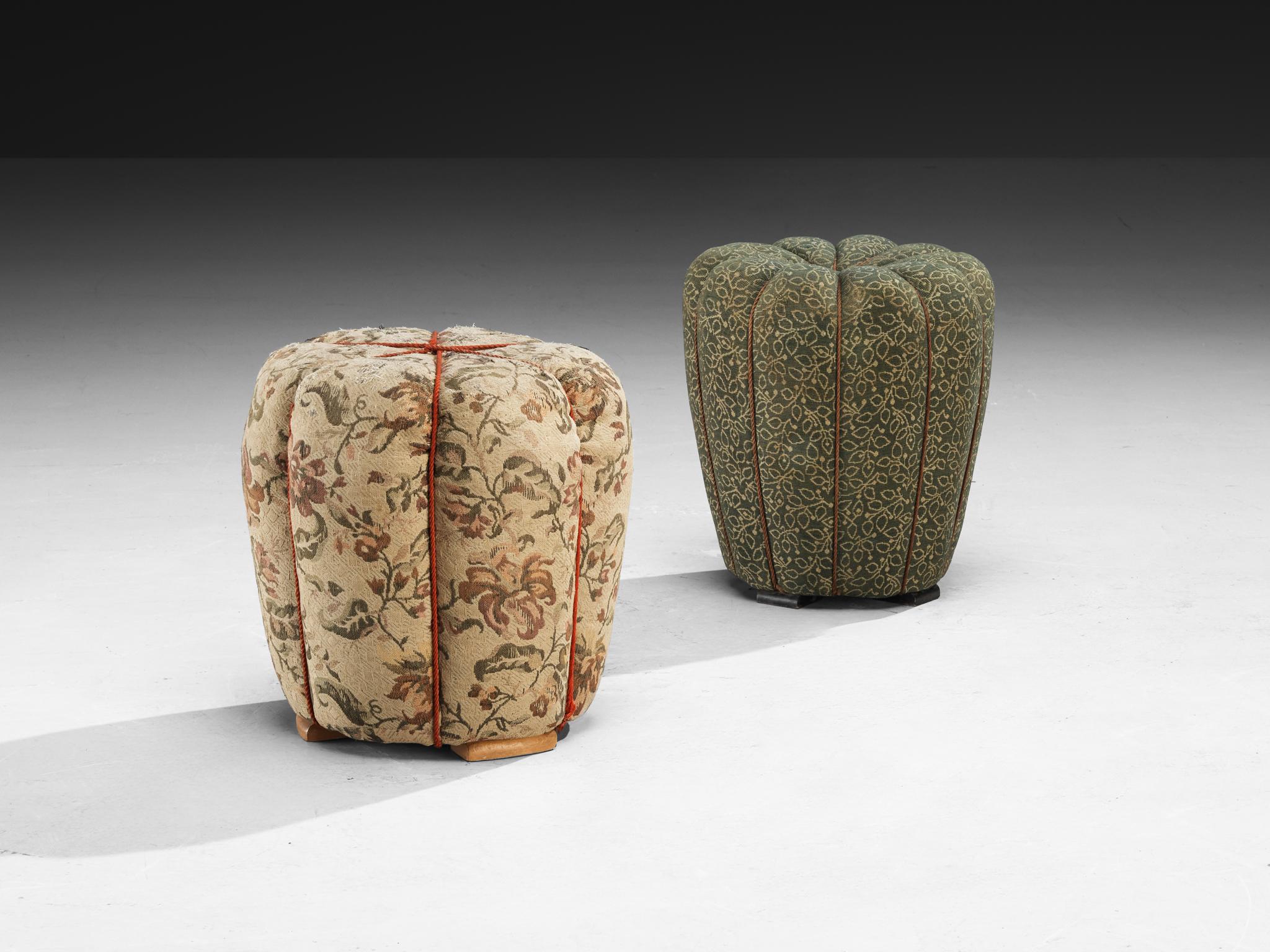 Jindrich Halabala Stools in Decorative Upholstery In Good Condition For Sale In Waalwijk, NL