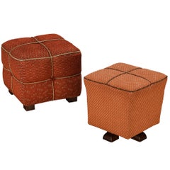 Jindrich Halabala Stools in Decorative Upholstery