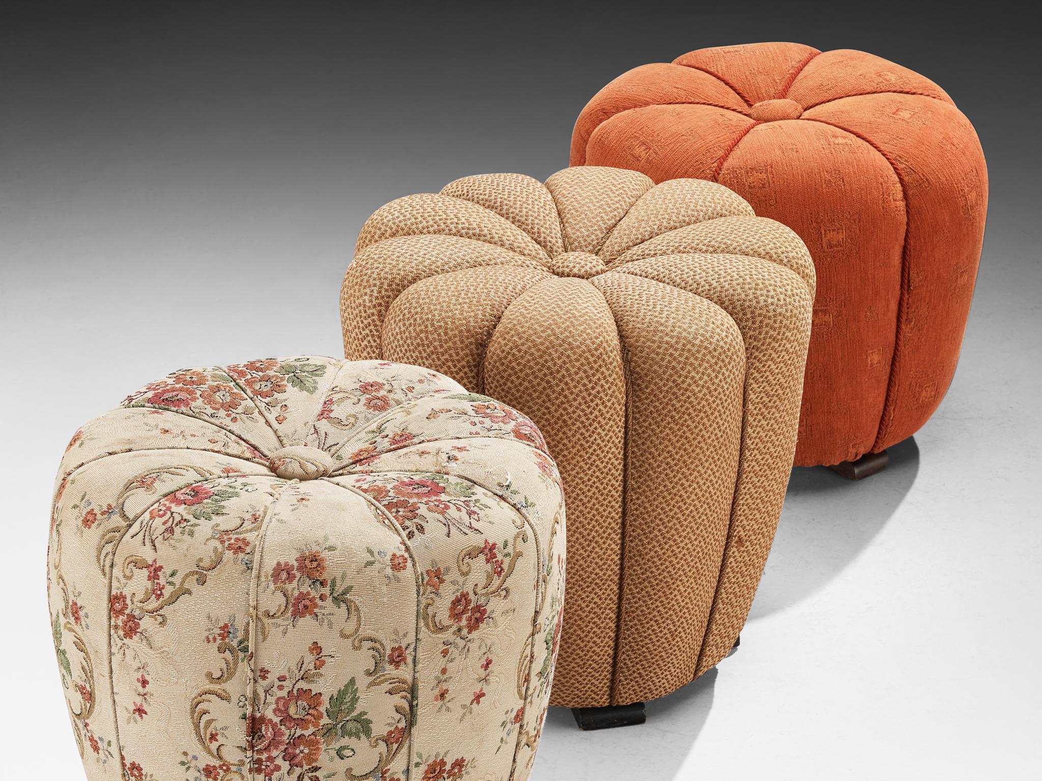 Metà XX secolo Jindrich Halabala Stools in Decorative Upholstery in vendita