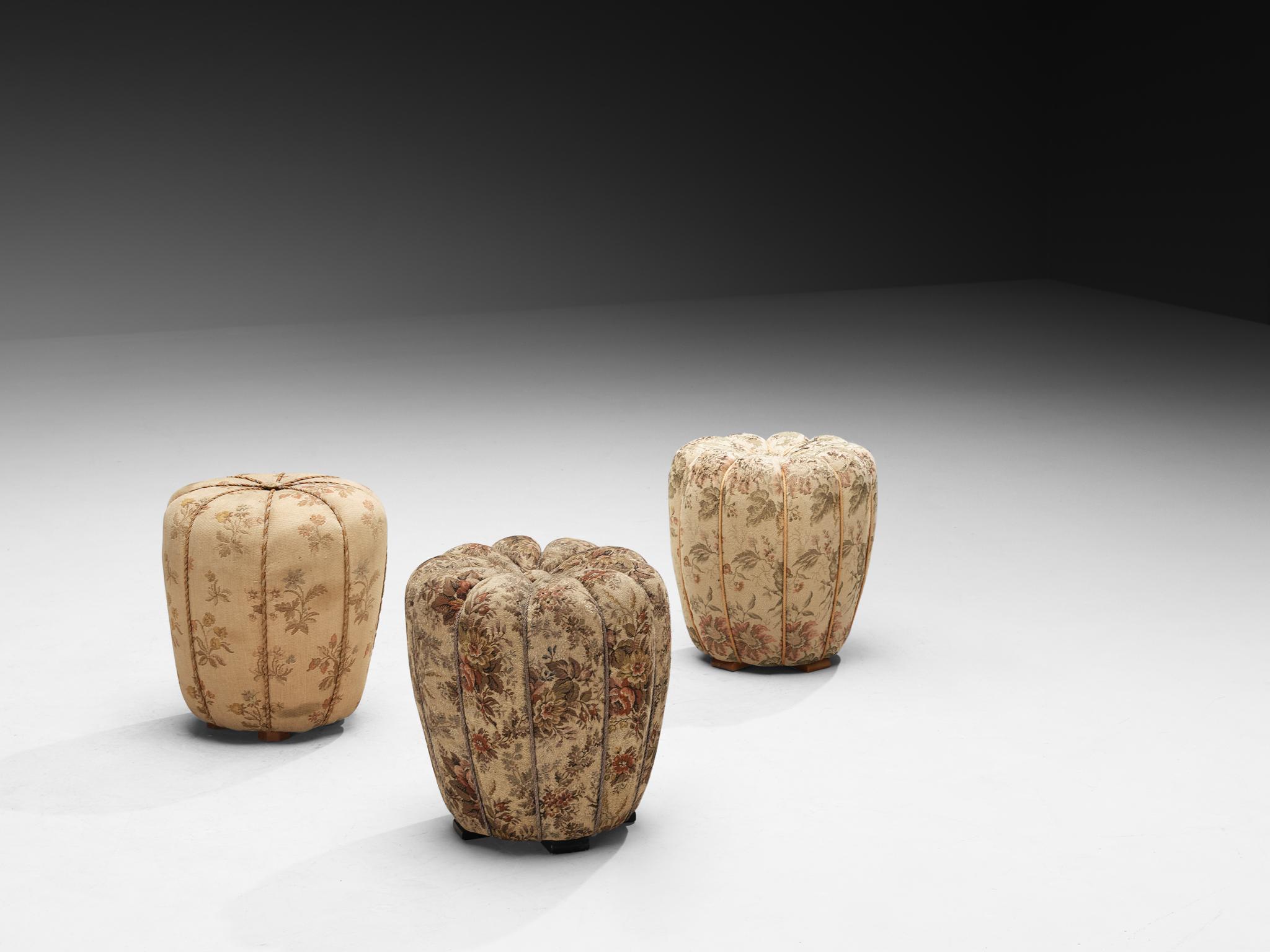Mid-20th Century Jindrich Halabala Stools in Decorative Upholstery For Sale