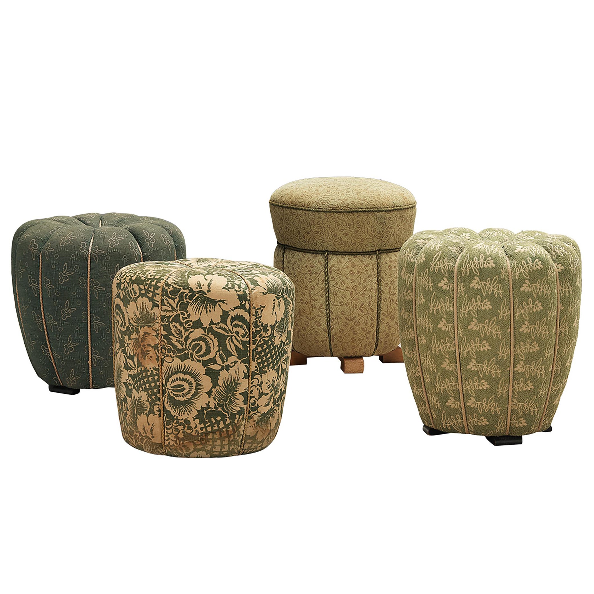 Jindrich Halabala Stools in Decorative Upholstery