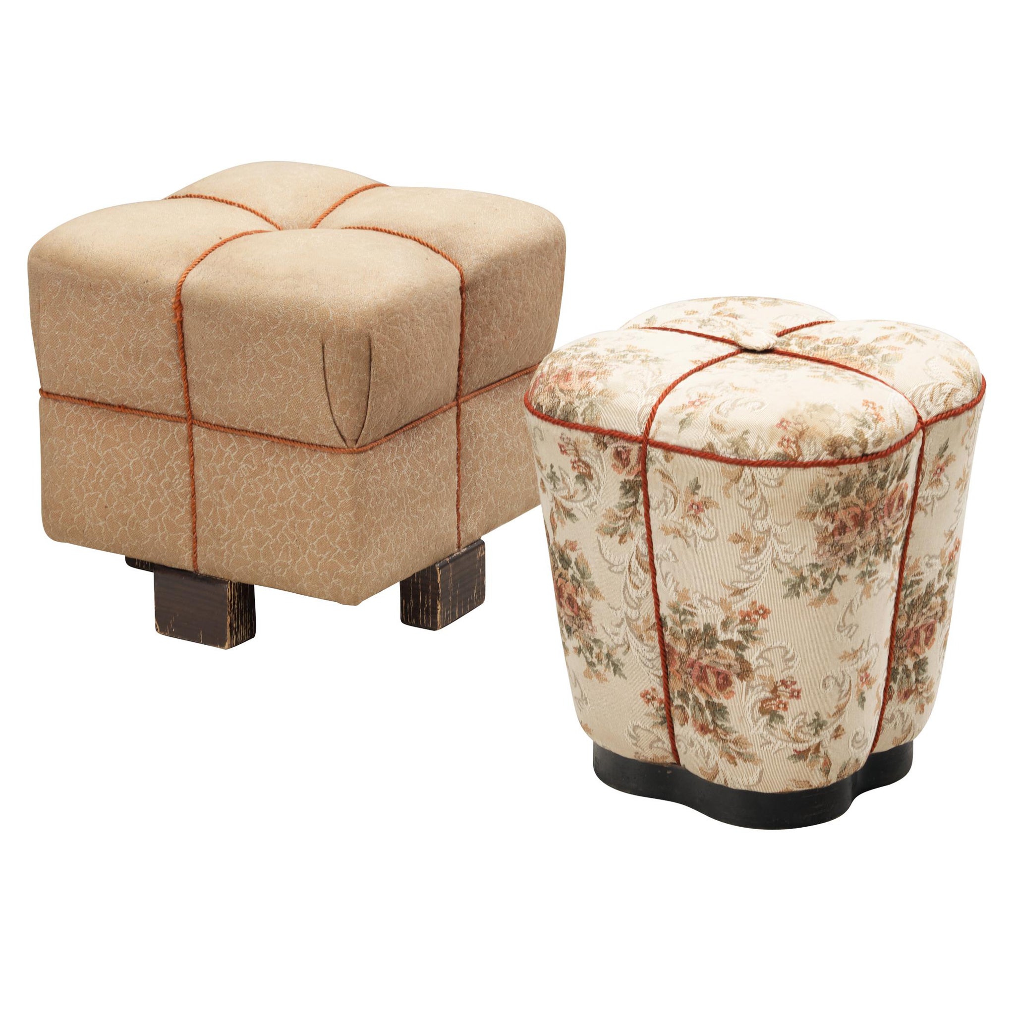 Jindrich Halabala Stools in Decorative Upholstery