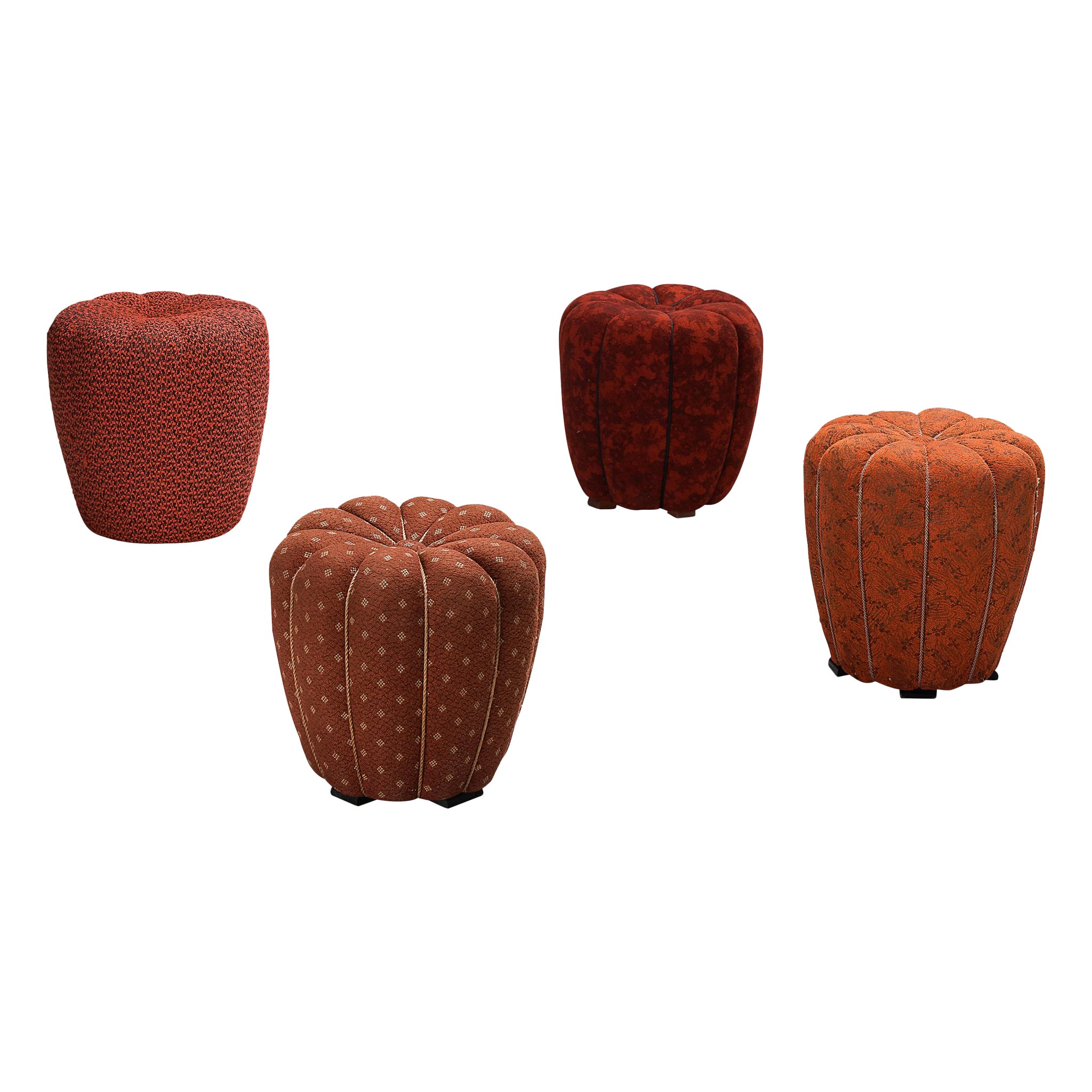 Jindrich Halabala Stools in Decorative Upholstery