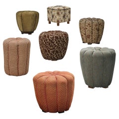 Jindrich Halabala Stools in Decorative Upholstery
