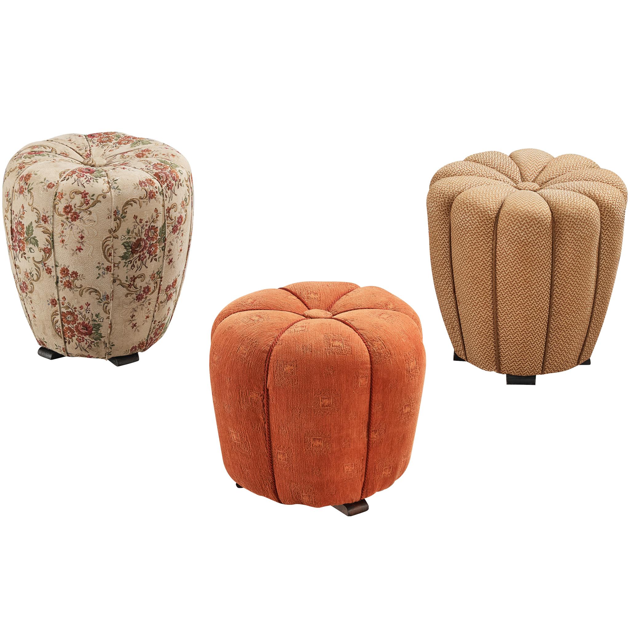 Jindrich Halabala Stools in Decorative Upholstery