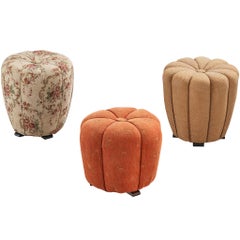Jindrich Halabala Stools in Decorative Upholstery