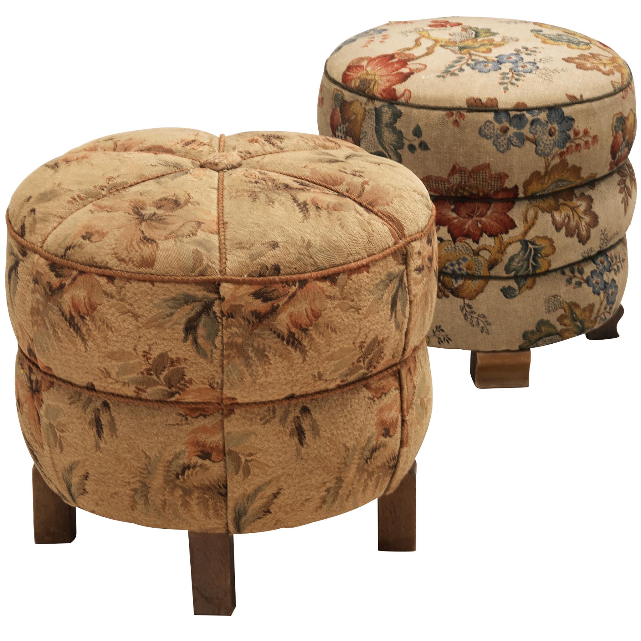 Sgabelli Jindrich Halabala con tappezzeria decorativa