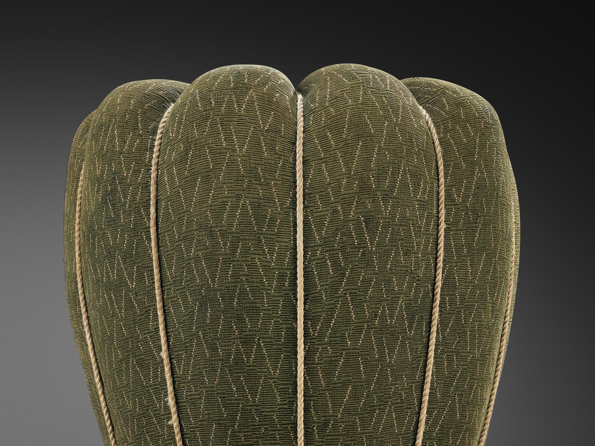 Jindrich Halabala Stools in Decorative Yellow and Green Upholstery 3