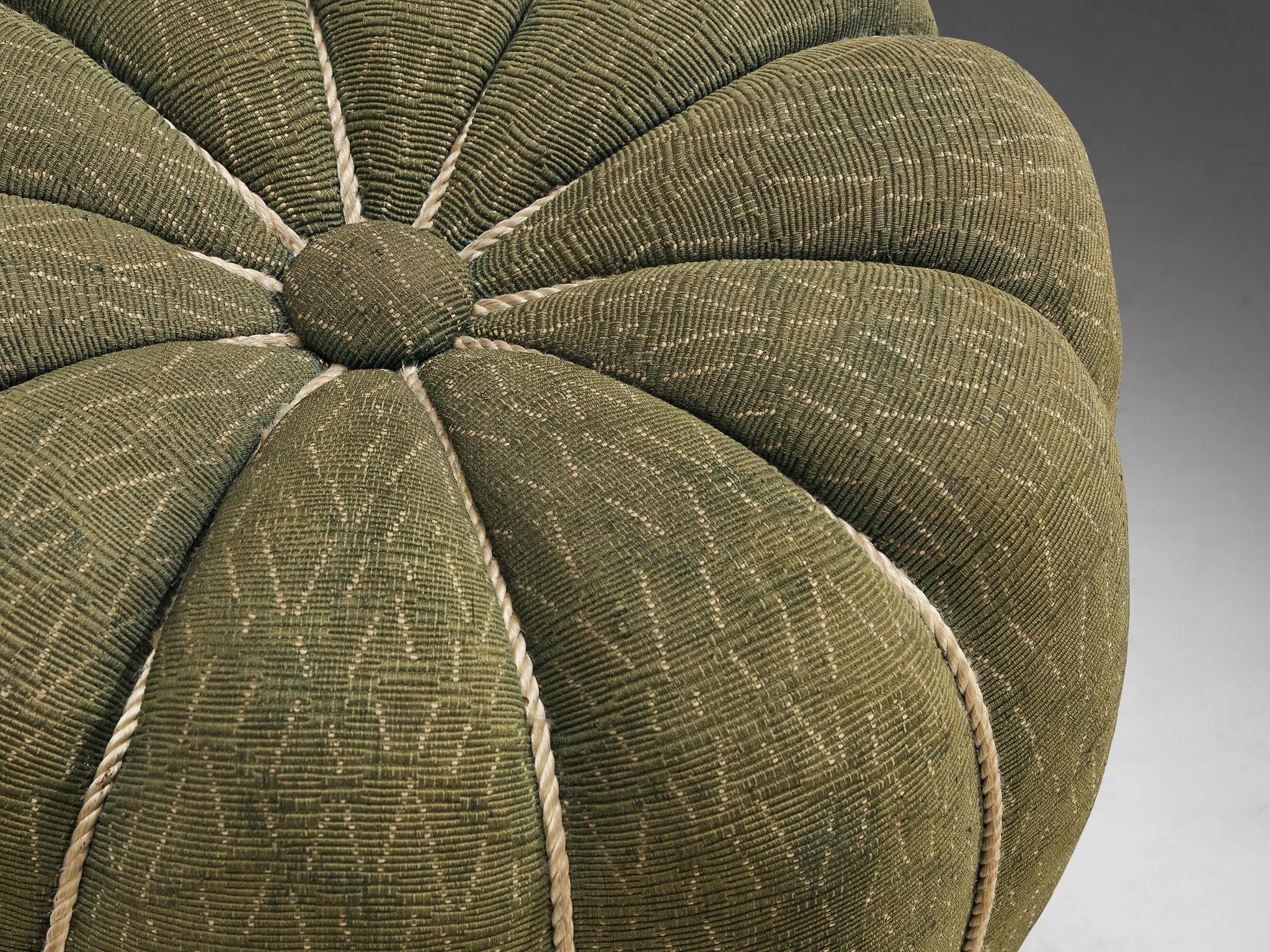 Jindrich Halabala Stools in Decorative Yellow and Green Upholstery 2