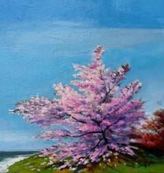 Spring Call (sea ocean cherry blossom tree in bloom floral colorful pink)