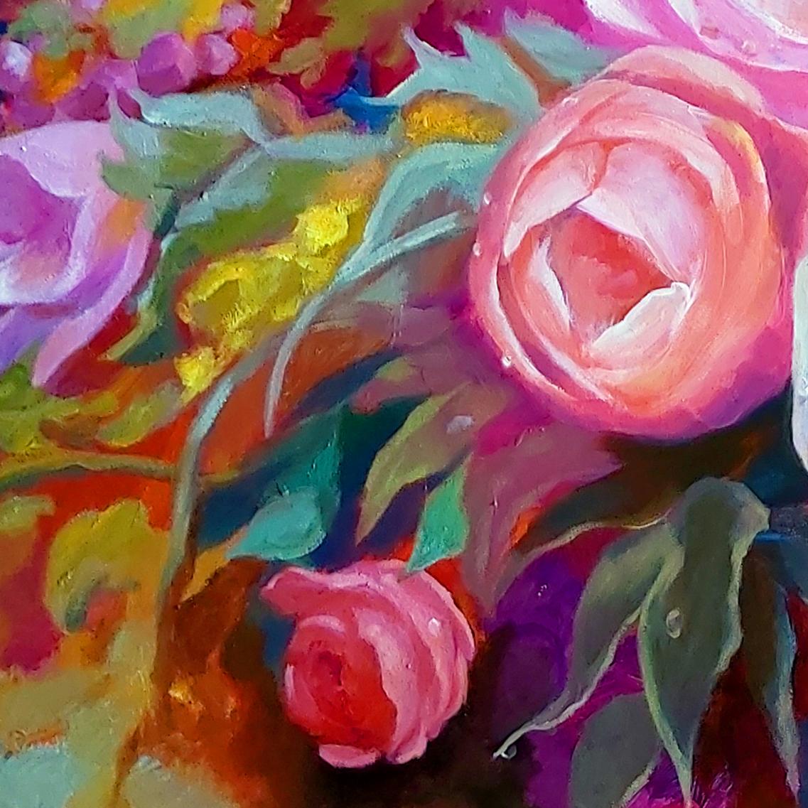 bouquet de fleurs peinture acrylique