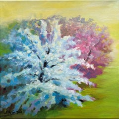 Spring Zest (blossoming trees blooming floral baby blue pink green landscape)