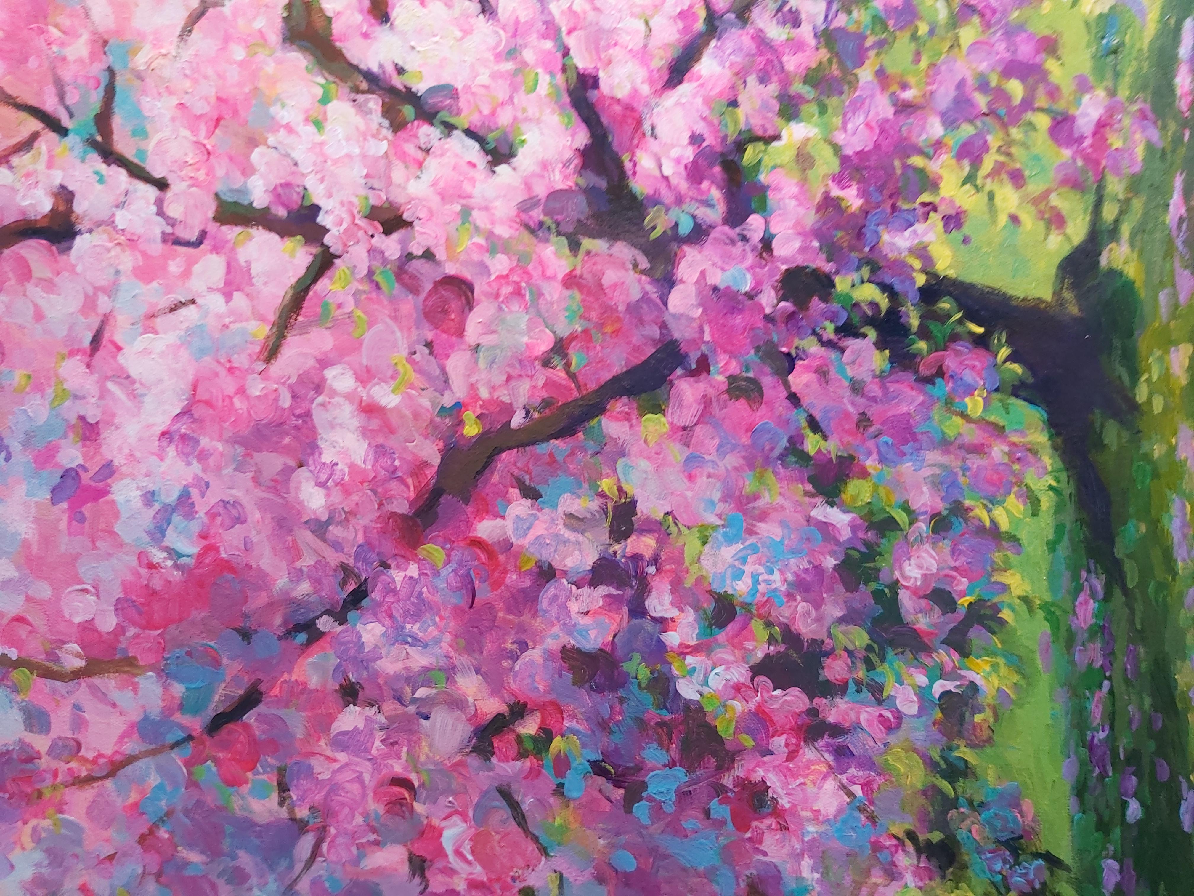 Zest primaveral es una vibrante pintura acrílica sobre lienzo que representa un árbol en flor en primavera.
Se entrega sin enmarcar y listo para colgar.

