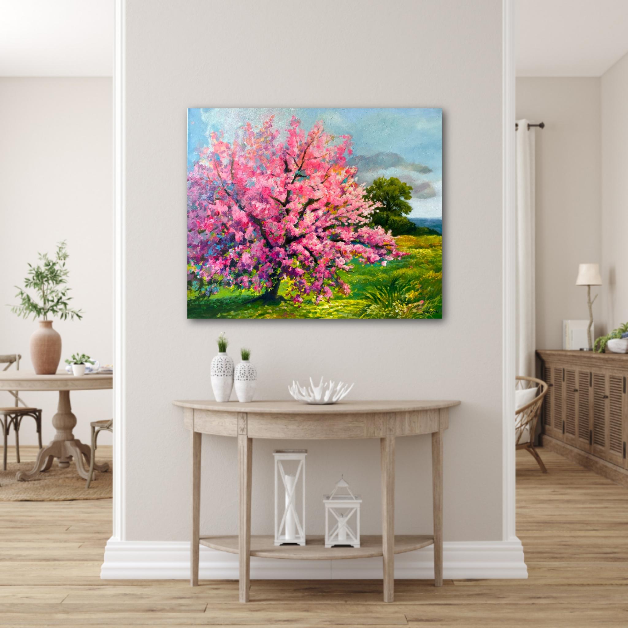 Spring Zest (paisaje cerezo en flor floral colorido rosa) en venta 2