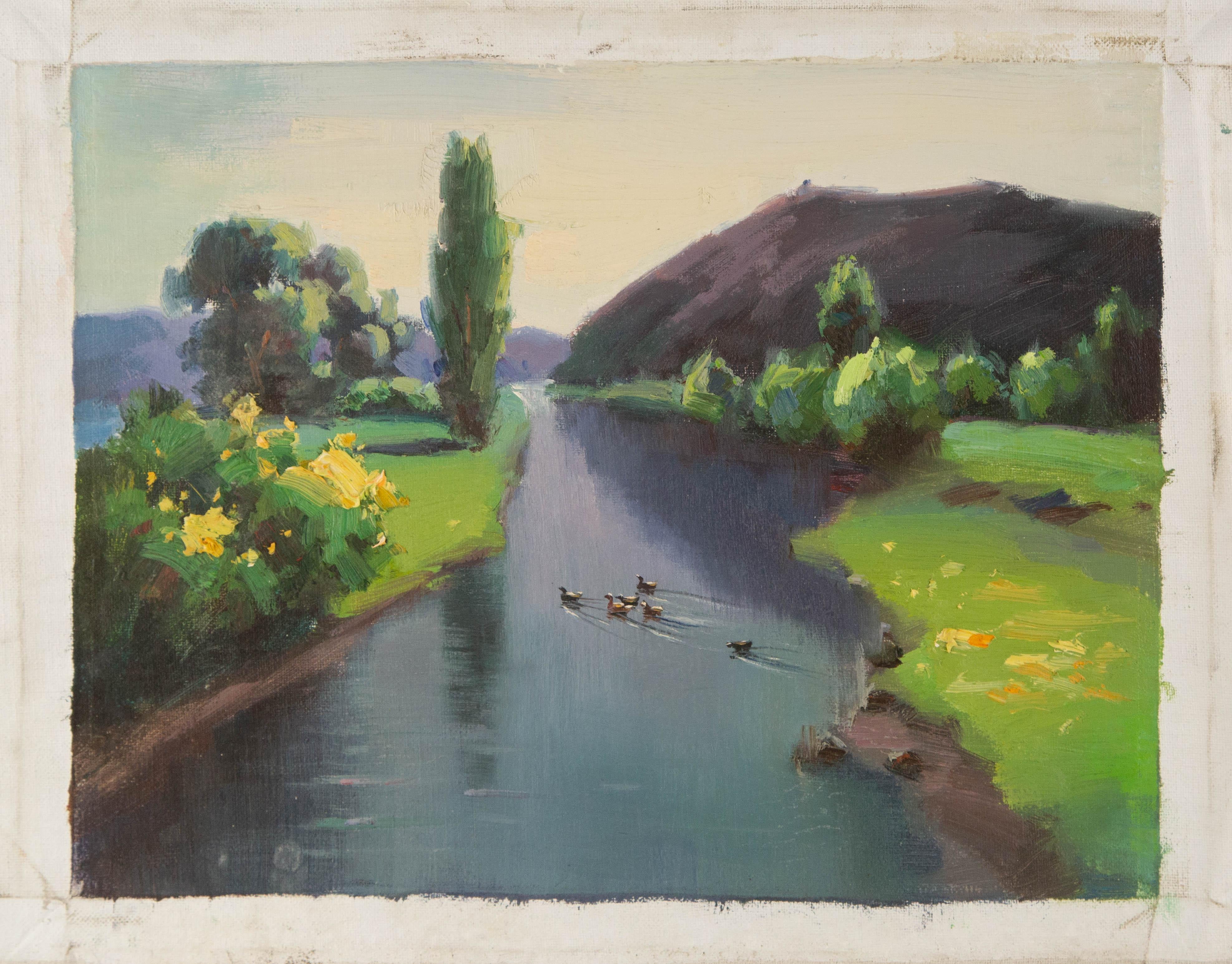 Jing Hong Landscape Original Oil On Canvas 