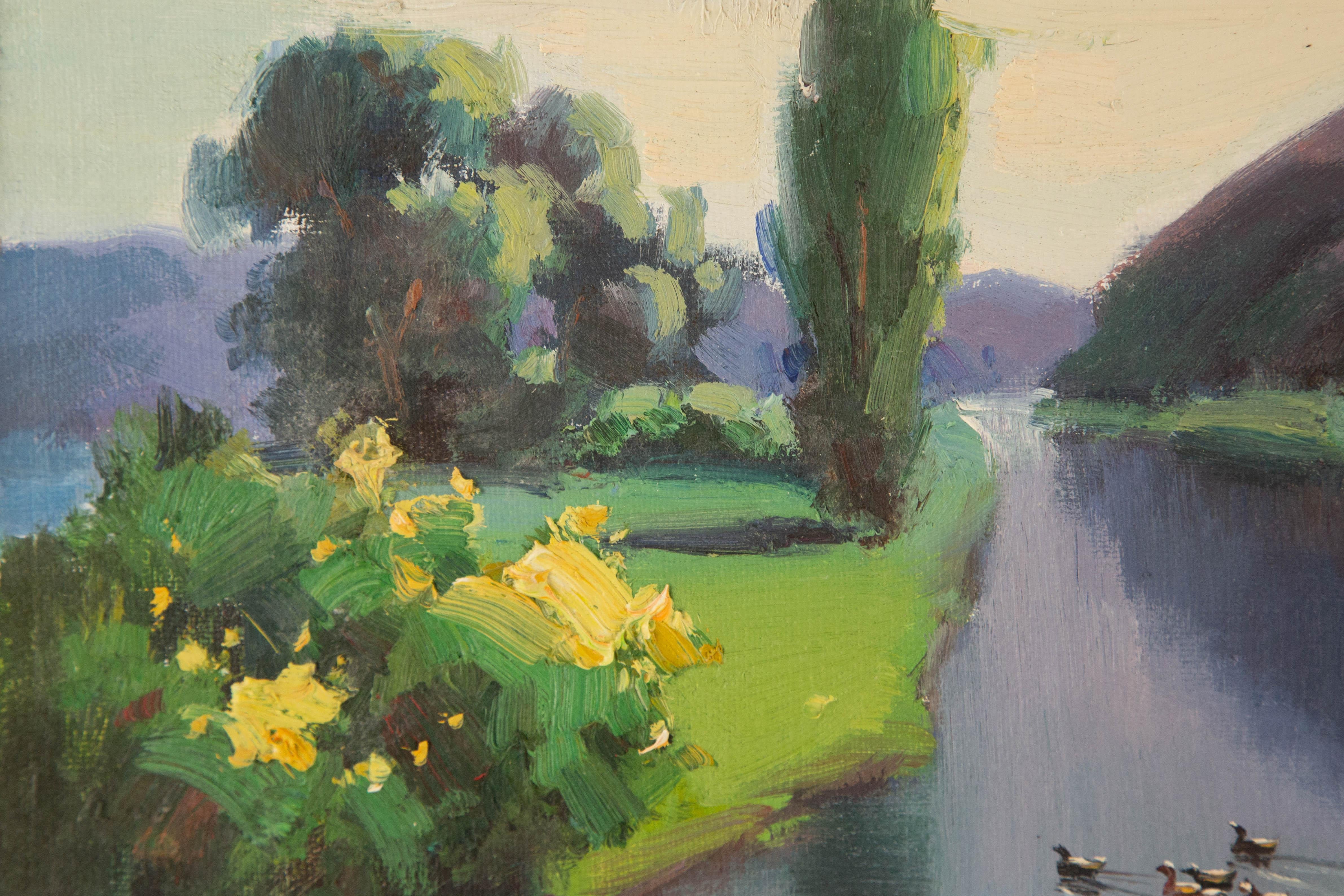 Jing Hong Landscape Original Oil On Canvas 