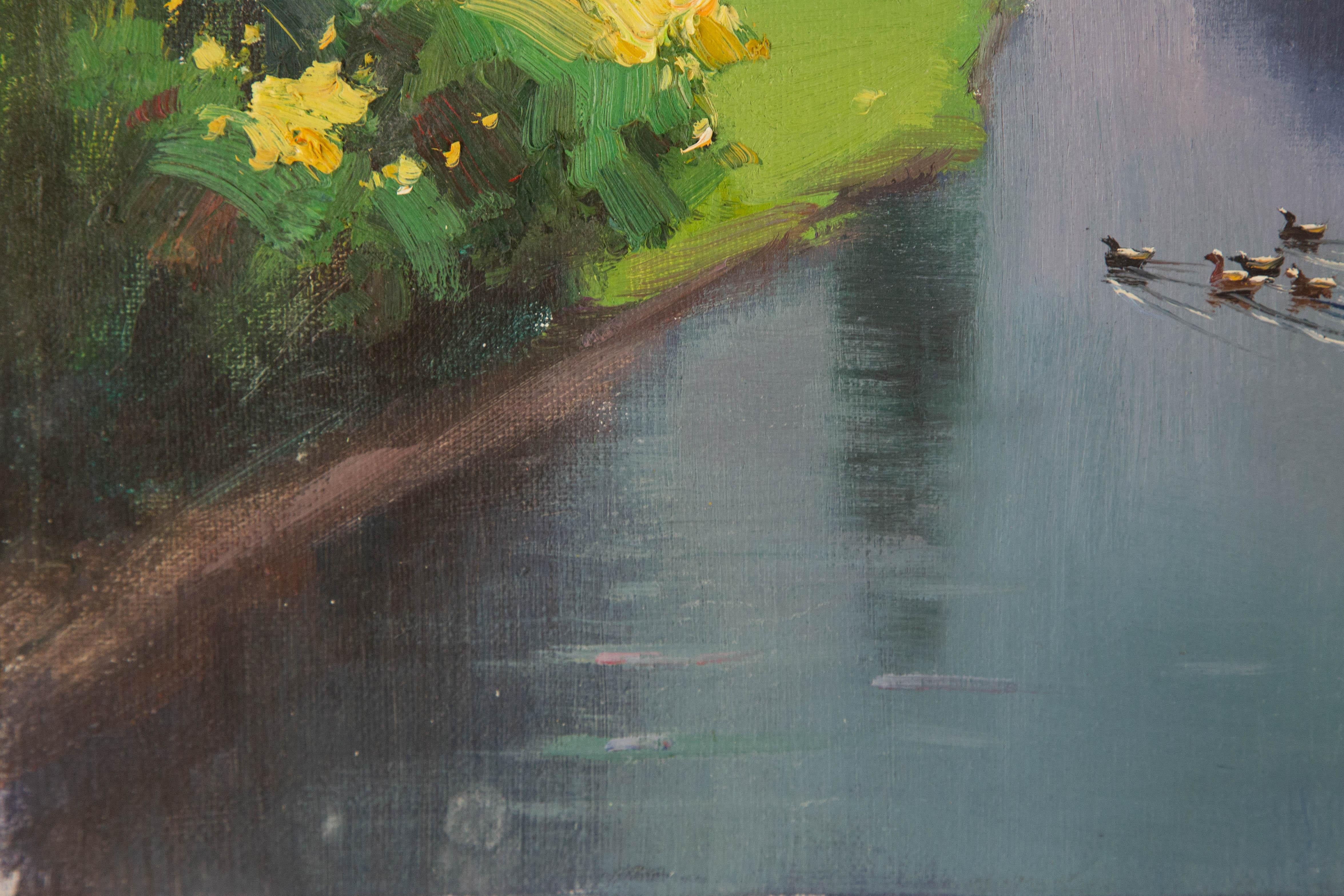 Jing Hong Landscape Original Oil On Canvas 