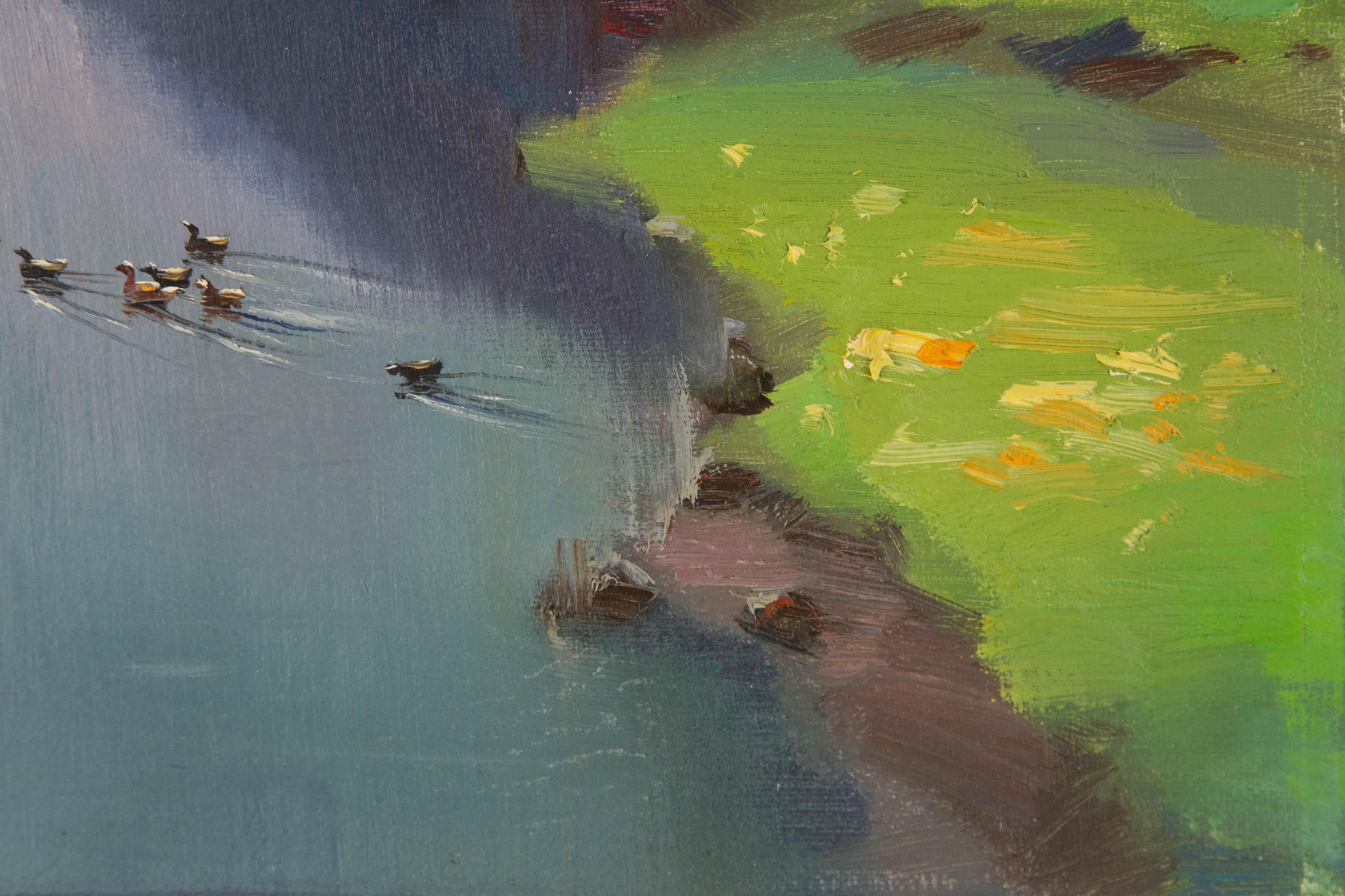 Jing Hong Landscape Original Oil On Canvas 