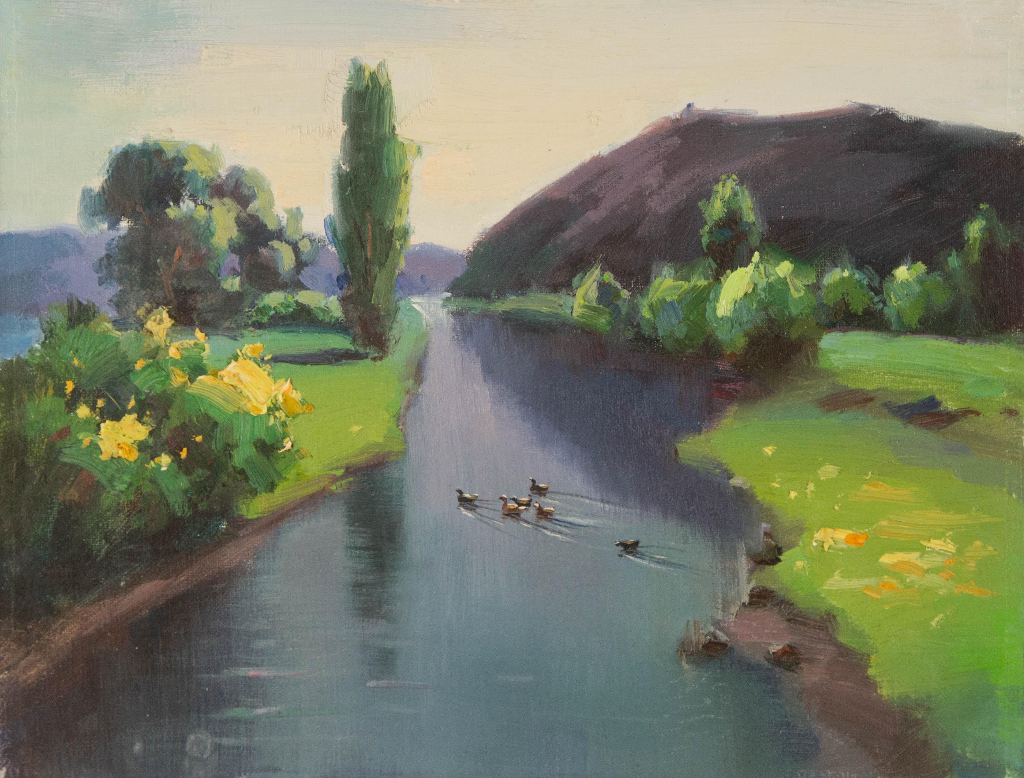 Jing Hong Landscape Original Oil On Canvas "Jiangnan Impression"