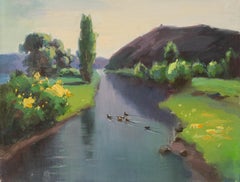 Jing Hong Landscape Original Oil On Canvas "Jiangnan Impression"