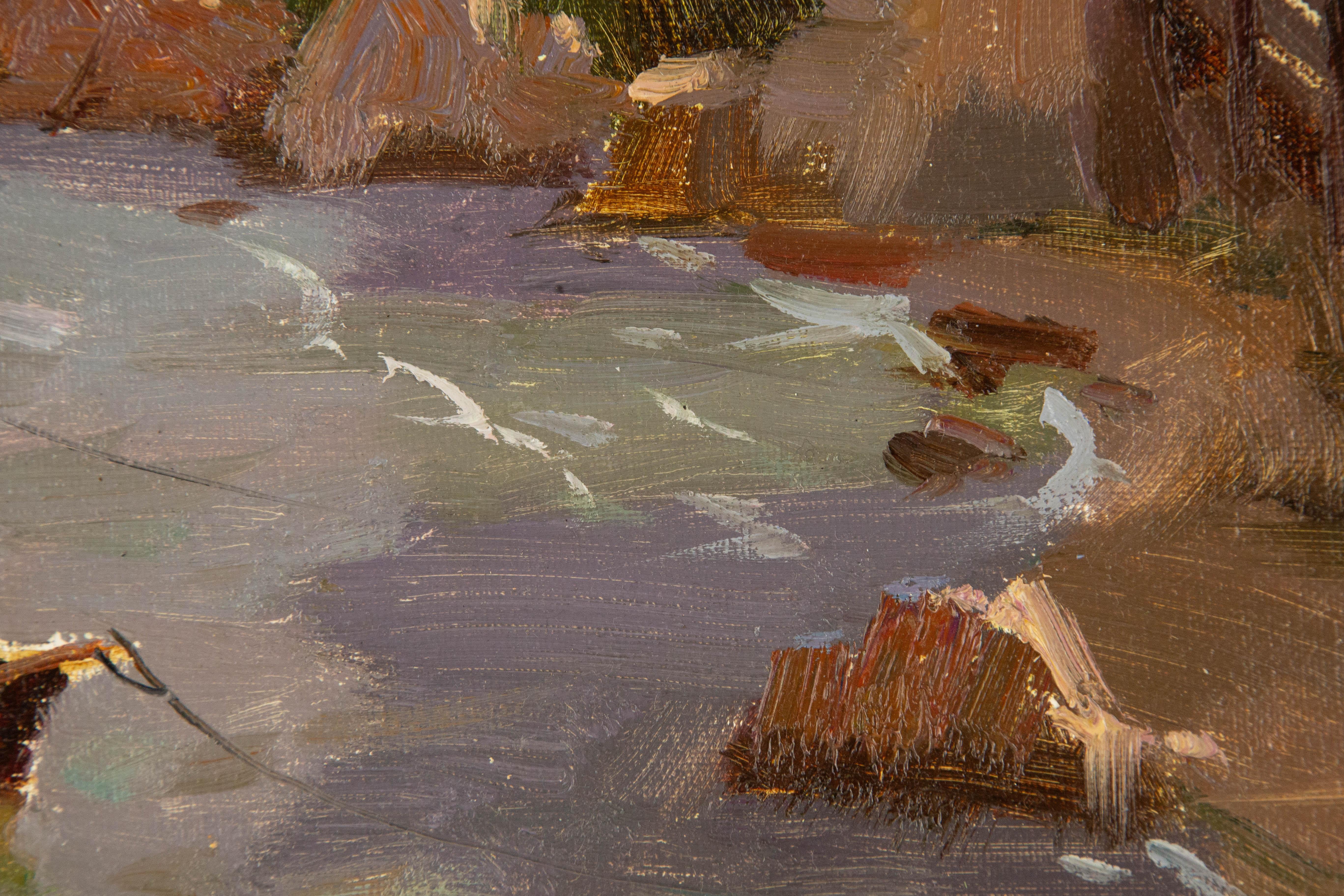 Jing Hong Landschaft, Original, Ölgemälde auf Leinwand, „Der Beidai-Fluss“ im Angebot 5