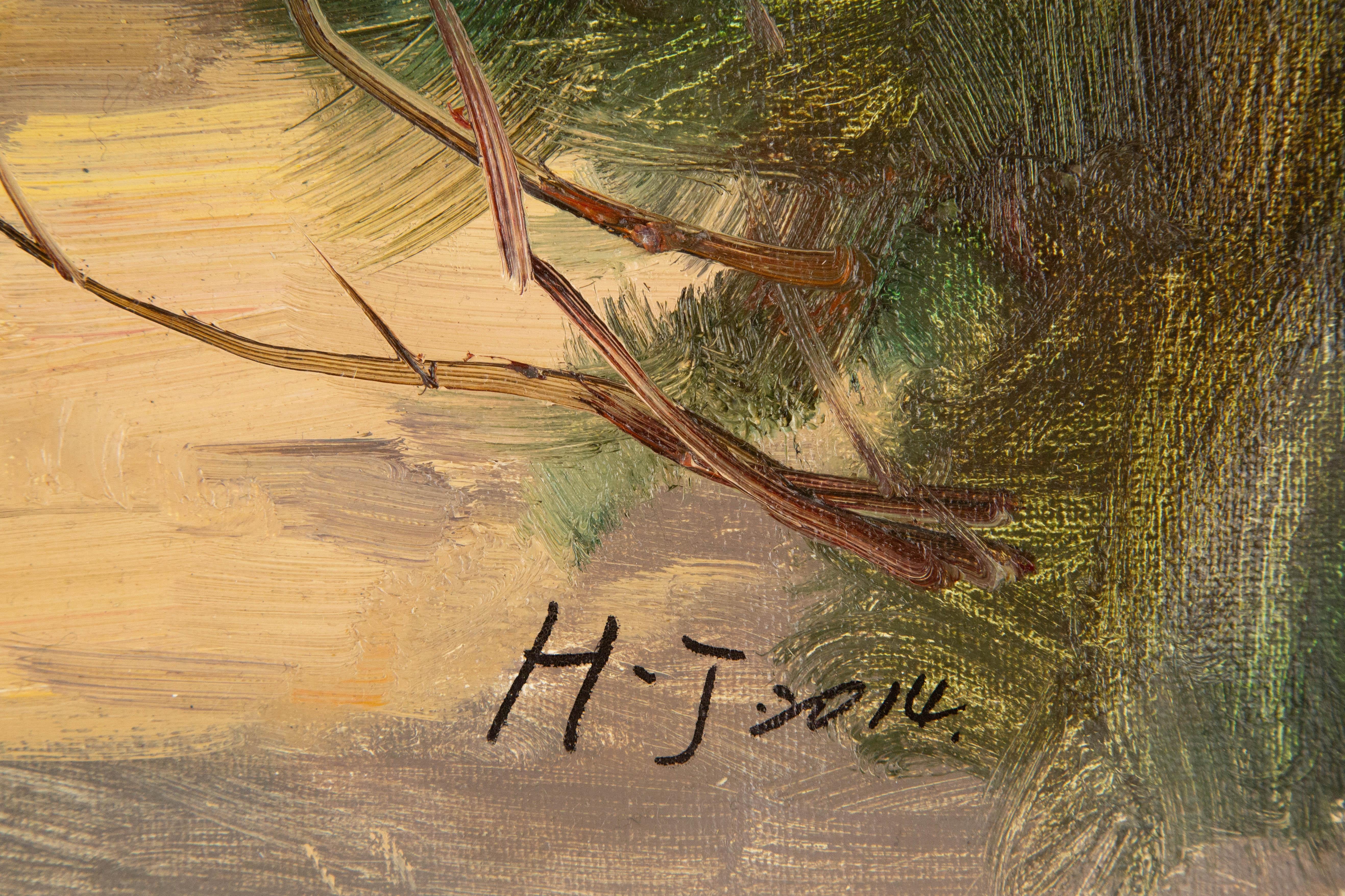 Jing Hong Landschaft, Original, Ölgemälde auf Leinwand, „Der Beidai-Fluss“ im Angebot 6