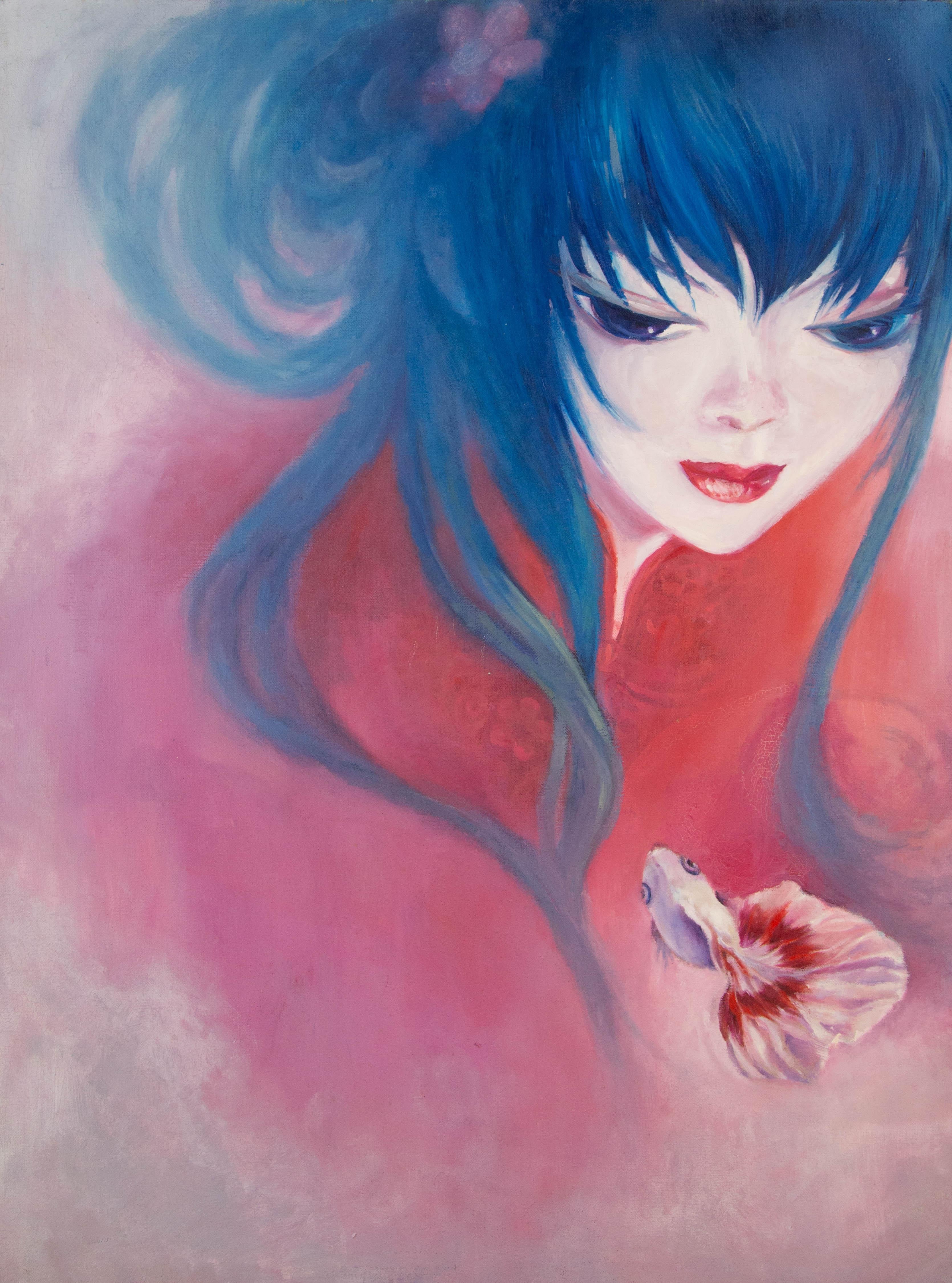 Jing Zhang Contemporary Original Oil Painting "Golden Fish"