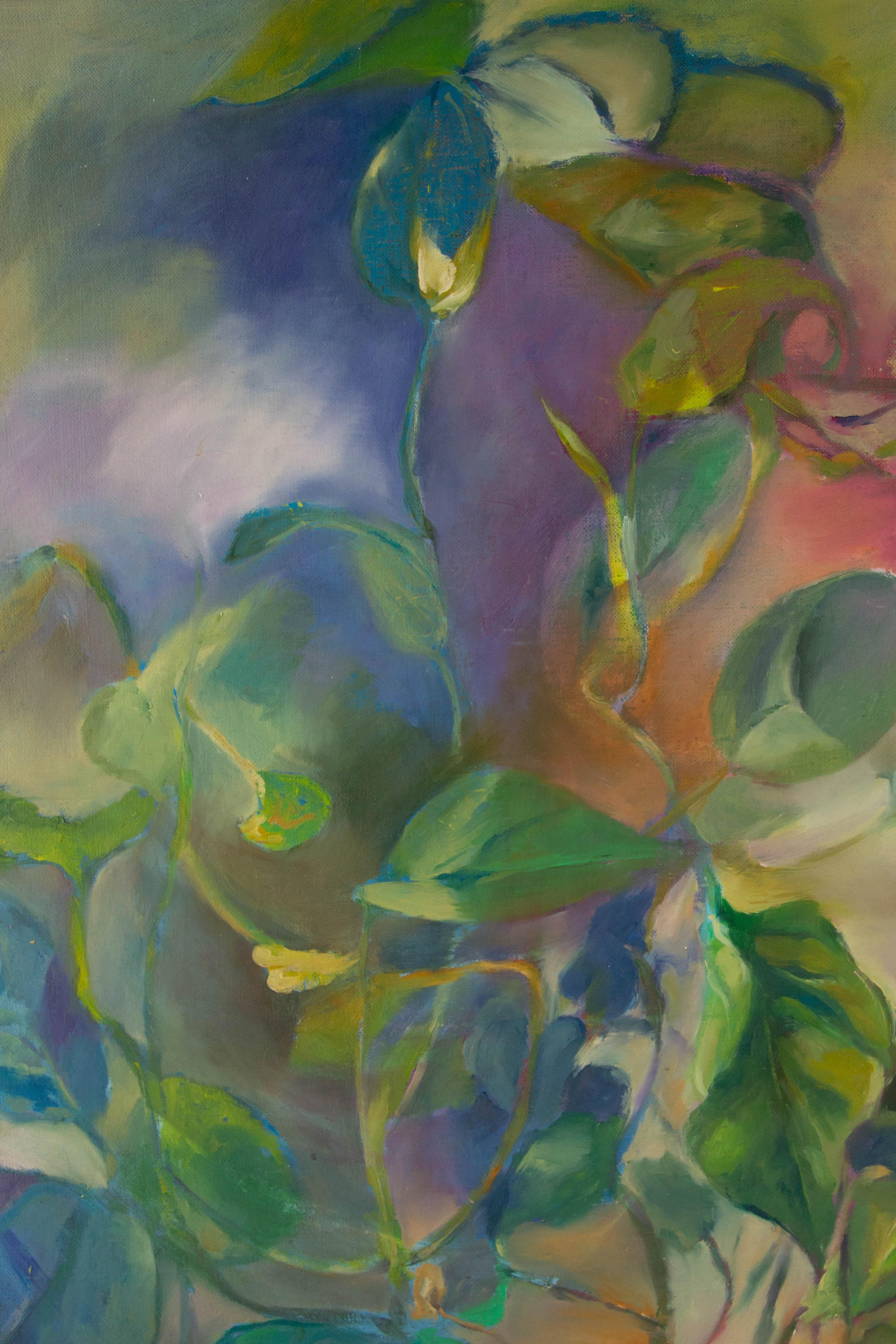 Jing Zhang Blumengemälde Original Öl auf Leinwand „Pothos“ im Angebot 1